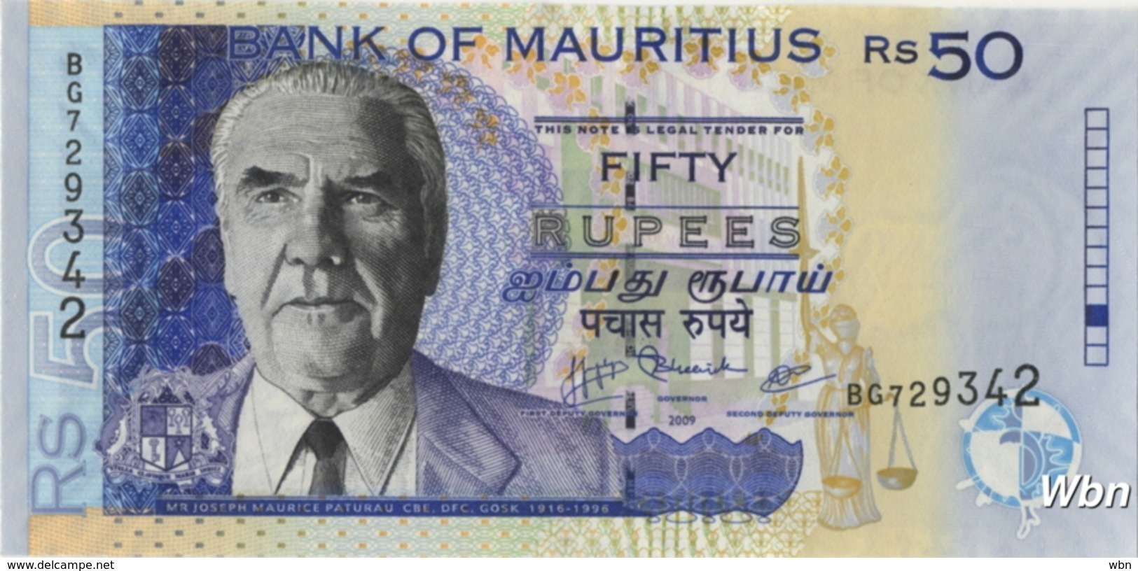 Mauritius 50 Rupees (P50e) 2009 -UNC- - Mauritius