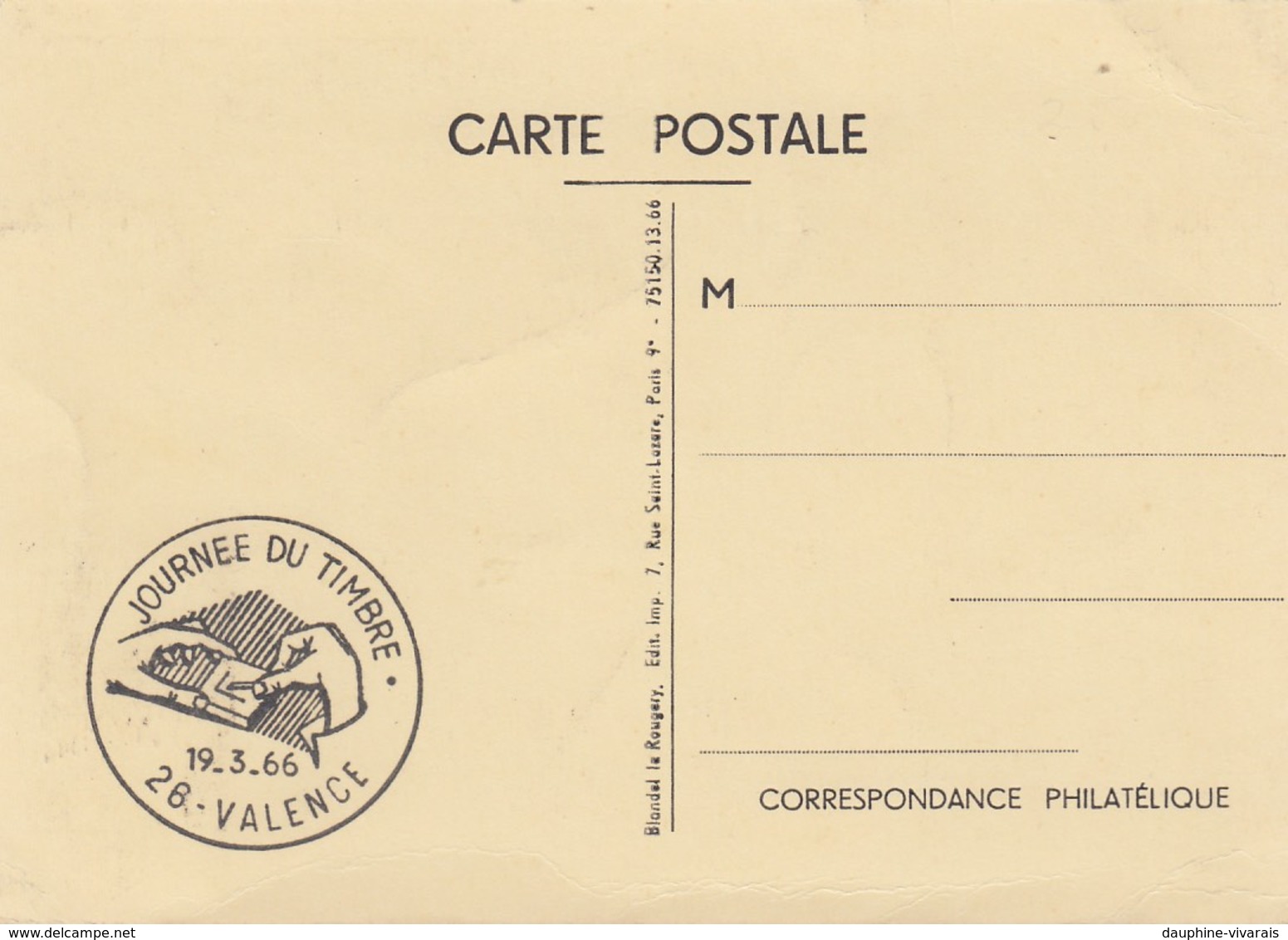 CP 1ER JOUR  - JOURNEE DU TIMBRE 1966 VALENCE DROME - GENERAL CHAMPIONNET - FDC - 1960-1969