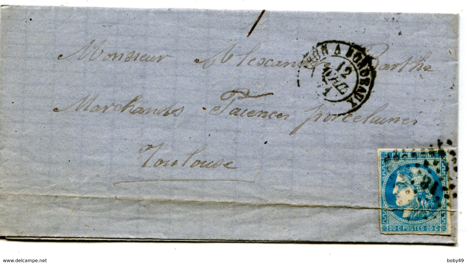 PYRENEES ATLANTIQUES De BAYONNE LAC Du 12.04.1871 Avec N°46 Report 2 Oblitéré Par Ambulant I B - 1849-1876: Classic Period