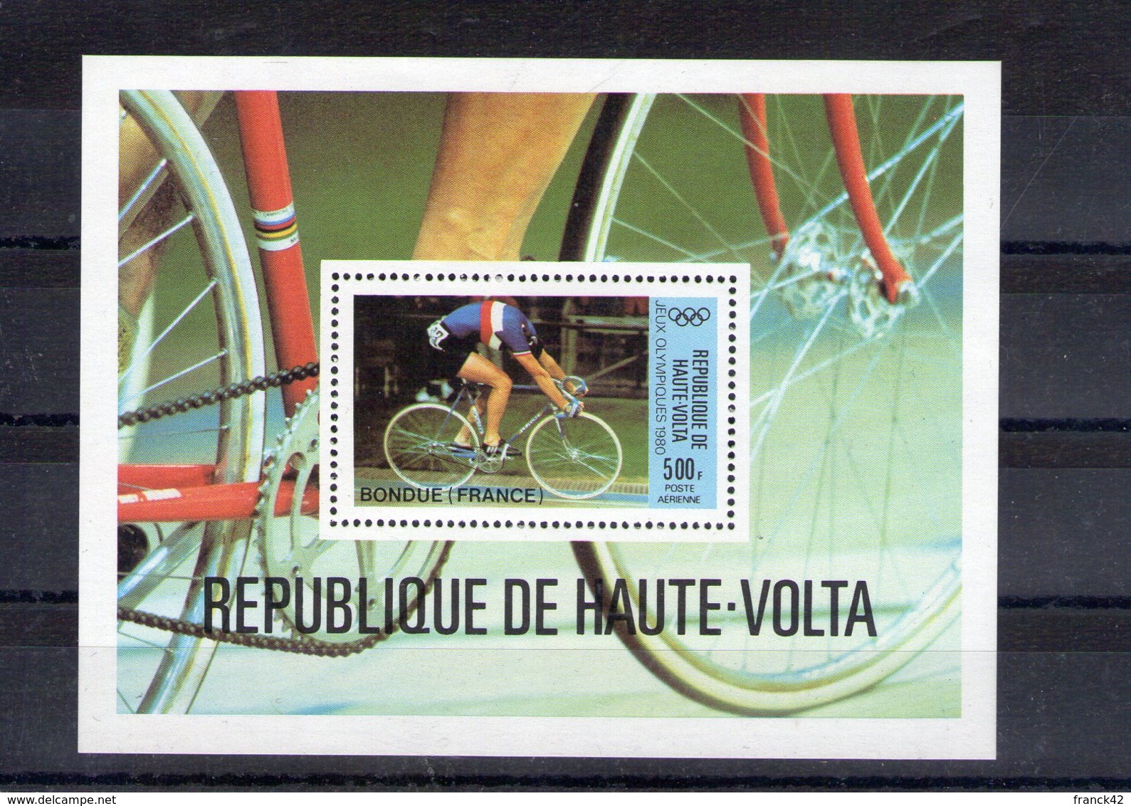 Haute Volta. Bloc Feuillet. Cyclisme. Bondue. Jeux Olympiques 1980 - Haute-Volta (1958-1984)