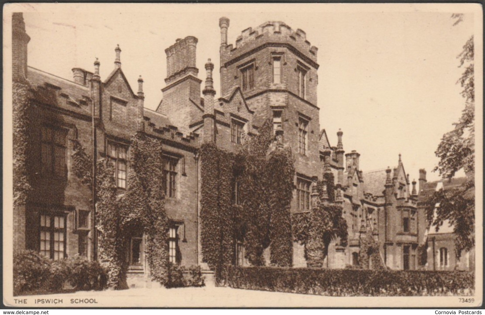 The Ipswich School, Ipswich, Suffolk, 1937 - Photochrom Postcard - Ipswich