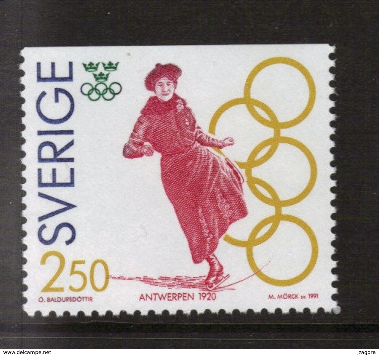 OLYMPIC GAMES ANTWERP 1920 FIGURE SKATING EISKUNSTLAUF SWEDISH GOLD MEDAL - SWEDEN 1991 MNH MI 1674 - Summer 1920: Antwerp