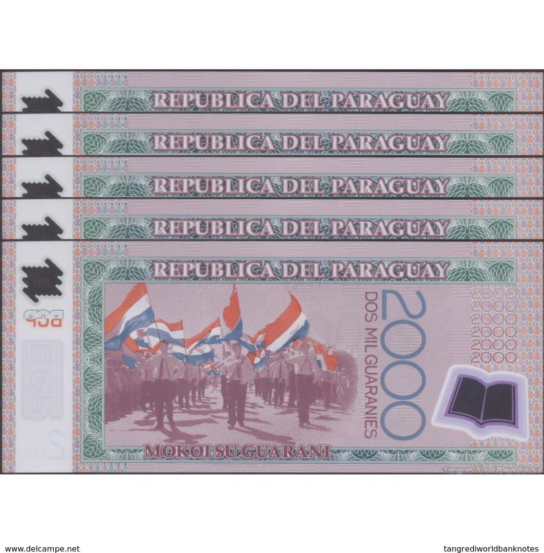 TWN - PARAGUAY 228c - 2000 2.000 Guaranies 2011 DEALERS LOT X 5 - Polymer - Prefix C UNC - Paraguay