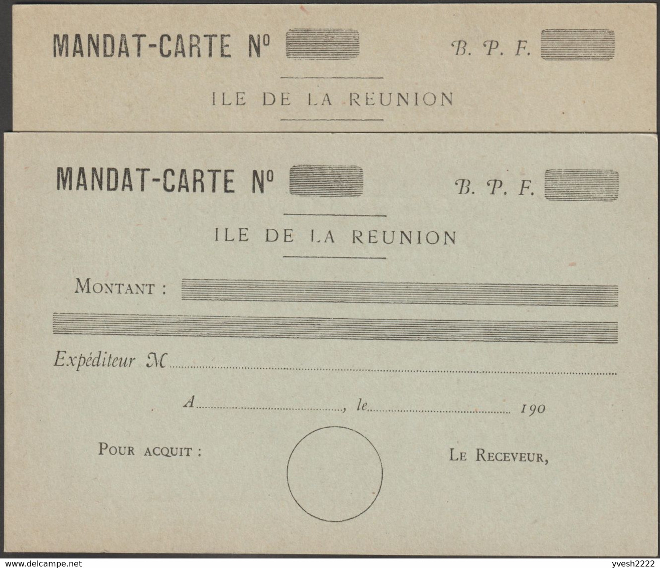 Réunion 1900. 2 Cartes Postales, Entiers Postaux Officiels, 2 Tirages. 10 C Mouchon, Mandat-carte. Superbe - Lettres & Documents