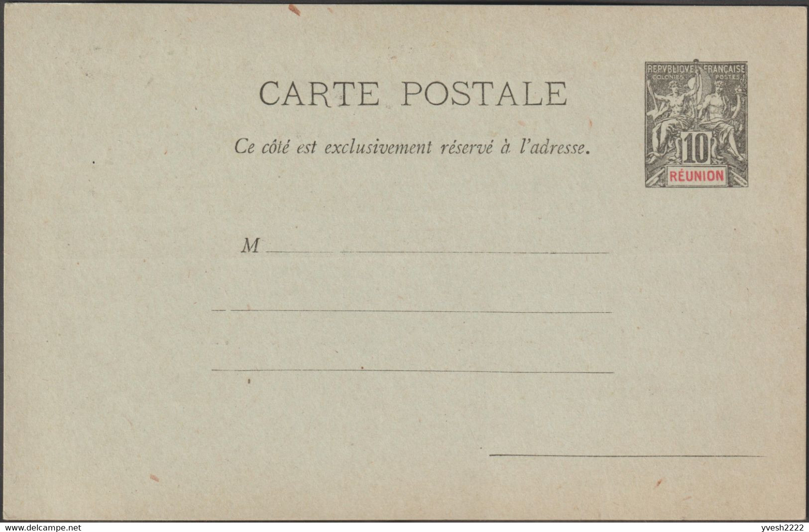 Réunion 1900. 2 Cartes Postales, Entiers Postaux Officiels, 2 Tirages. 10 C Mouchon, Mandat-carte. Superbe - Lettres & Documents