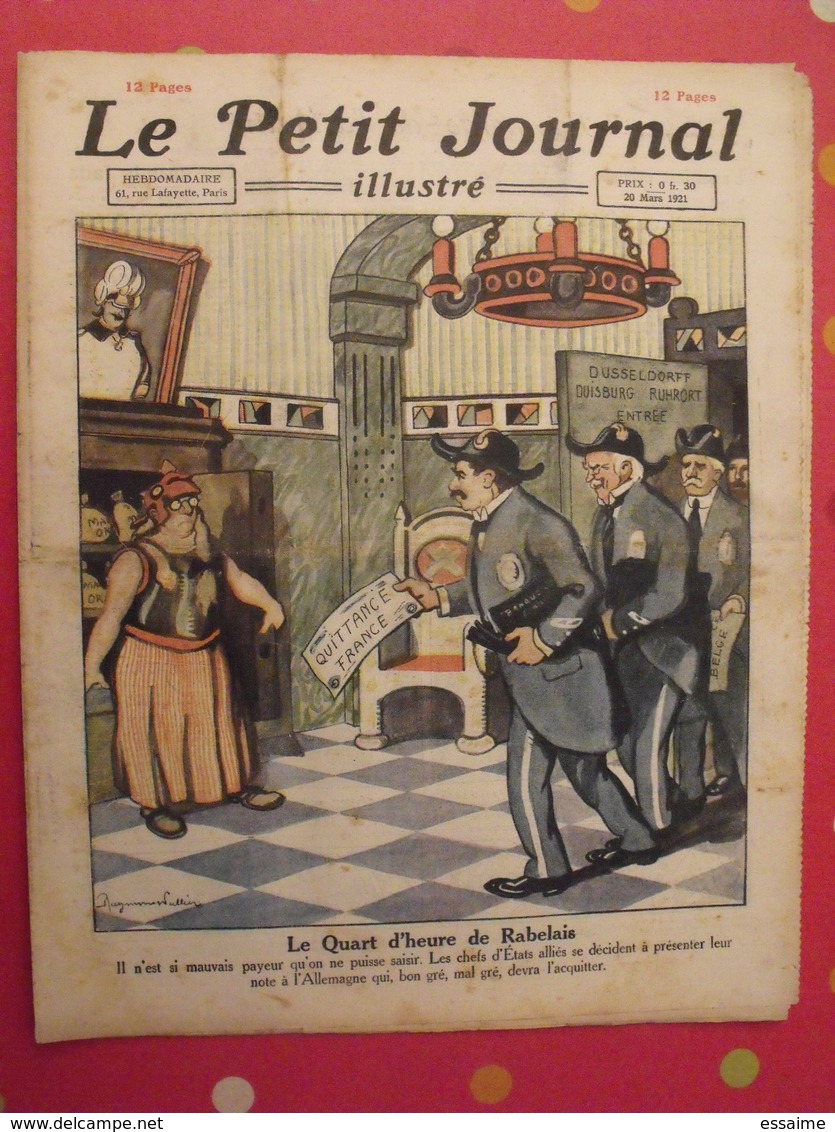 Le Petit Journal Illustré 20 Mars 1921. Mistinguett Invention De La TSF Branly Marconi Meurtre Dato - 1900 - 1949