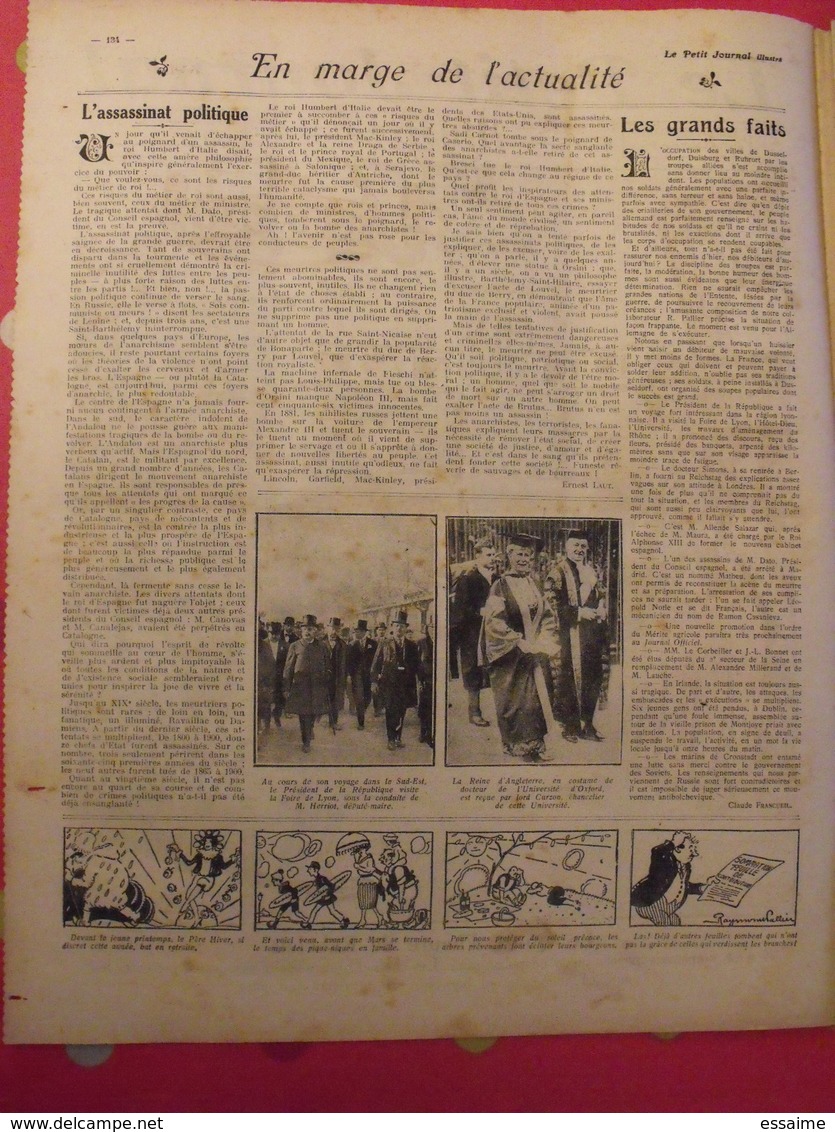 Le Petit Journal Illustré 20 Mars 1921. Mistinguett Invention De La TSF Branly Marconi Meurtre Dato - 1900 - 1949