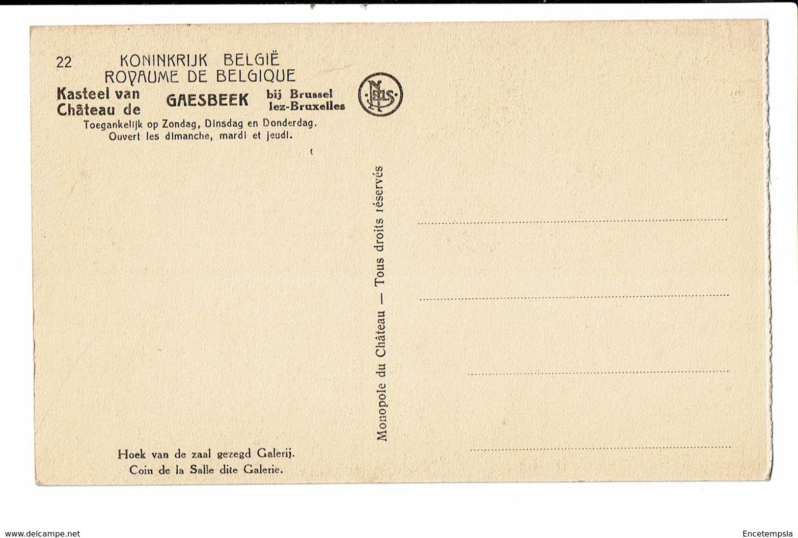 CPA - Carte Postale Belgique -Gaesbeek -Château- Coin De La Salle Dite Galerie-VM2122 - Lennik