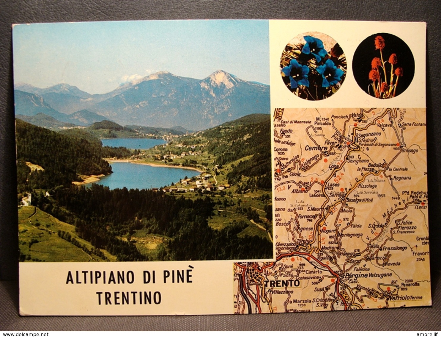 (FG.O16) ALTIPIANO DI PINè - PANORAMA LAGHI, CARTINA AUTOMOBILISTICA (TRENTO) Viaggiata - Trento