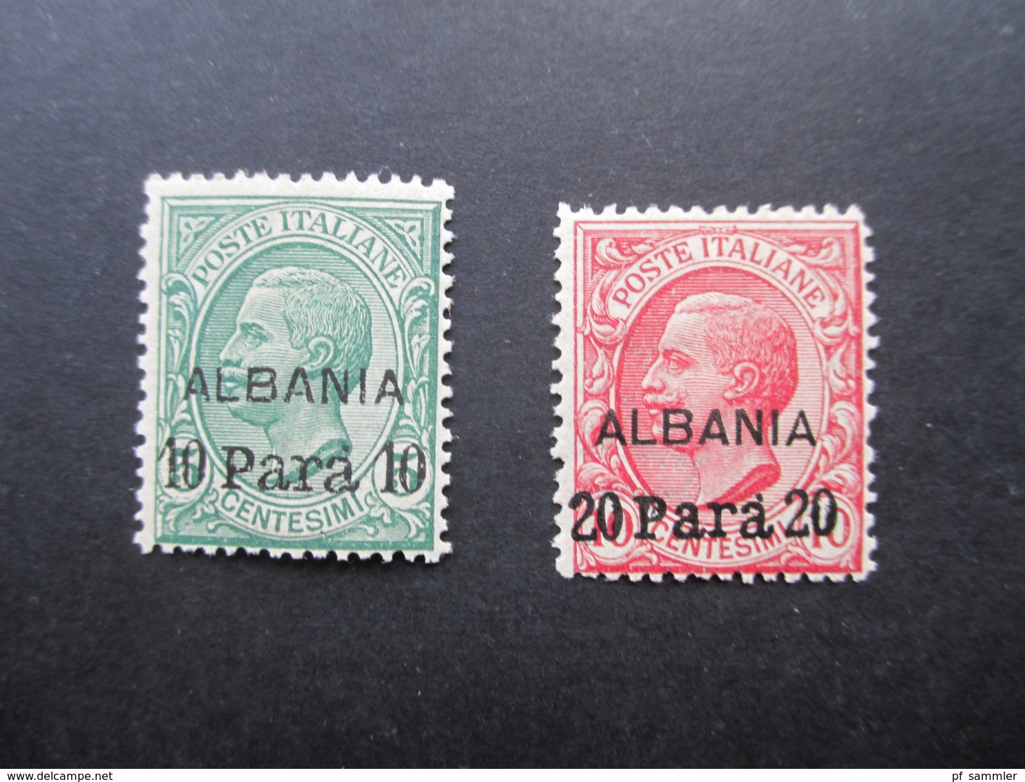 Italien / Albanien 2 Marken Mit Aufdruck Albania 10 Para Und 20 Para Ungebraucht / * / Falz - Albanië