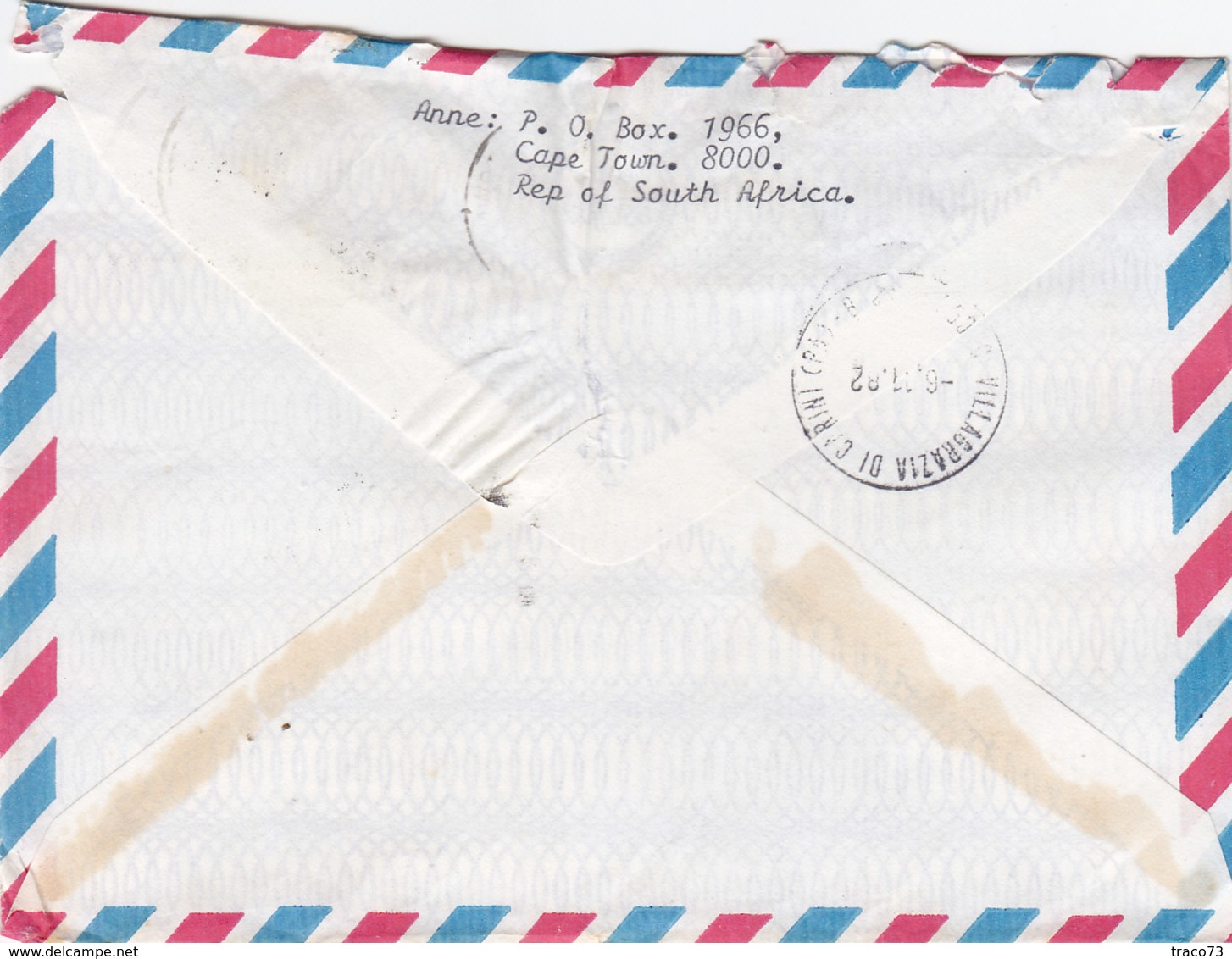 SUDAFRICA /  ITALIA -  Cover _ Lettera - Storia Postale