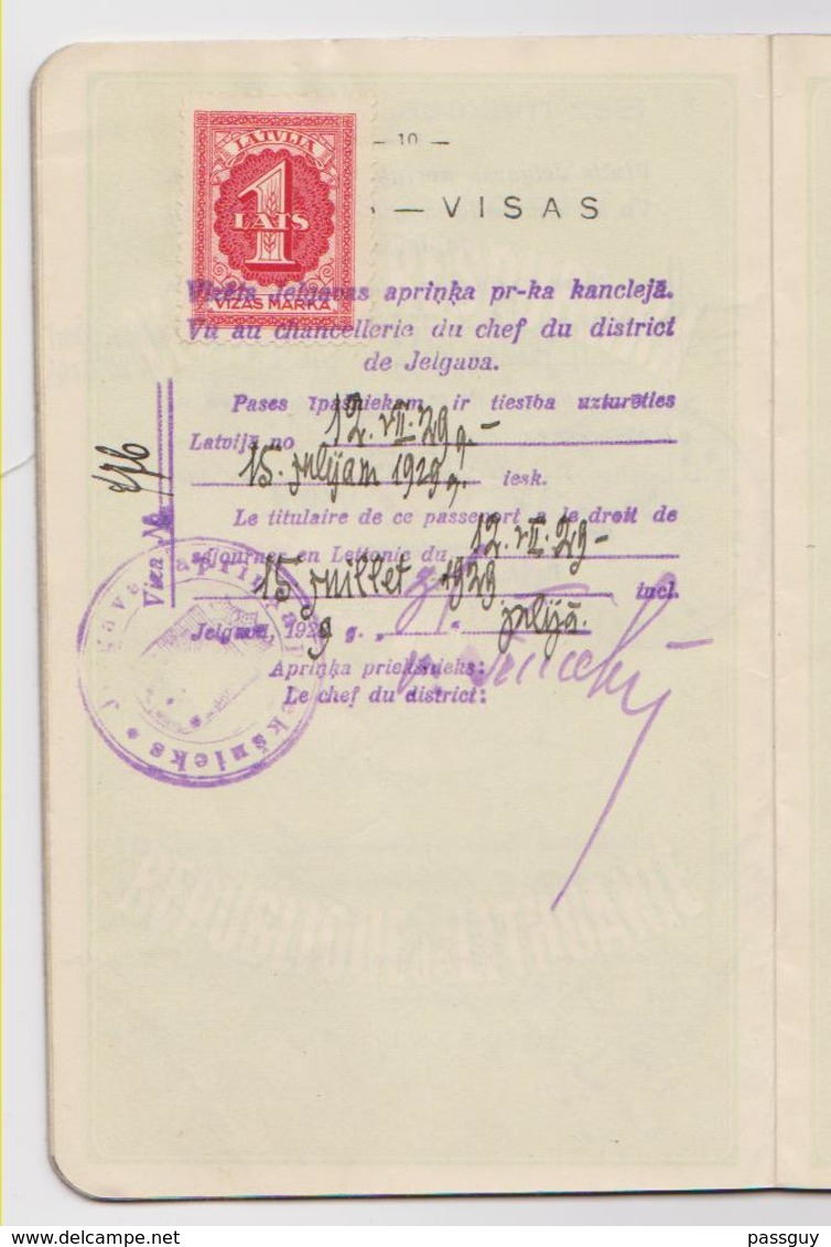 LITHUANIA Passport 1929 Passeport LITHUANIE – Reisepaß – Revenues/Fiscaux