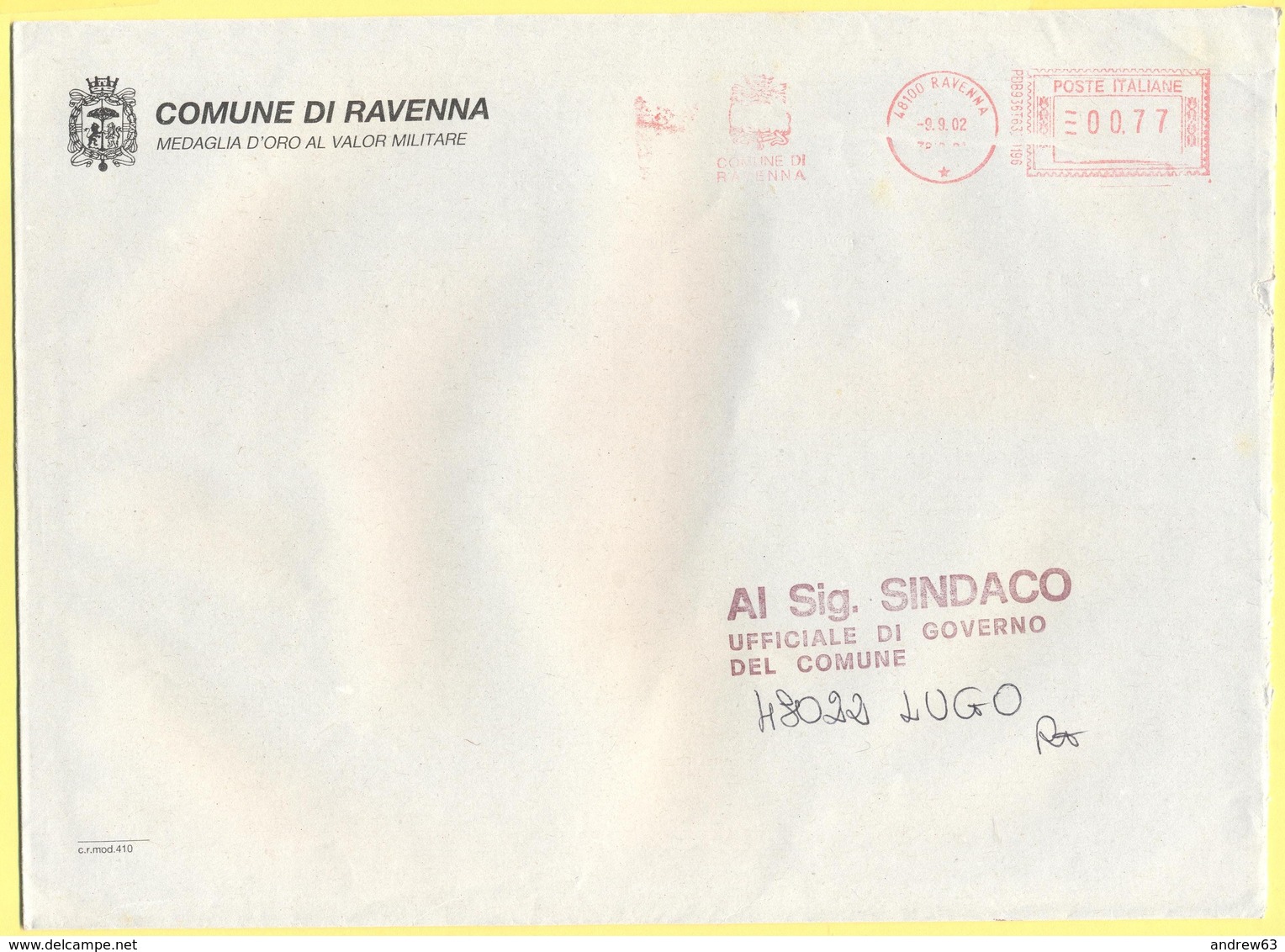 ITALIA - ITALY - ITALIE - 2002 - 00,77 EMA, Red Cancel - Comune Di Ravenna - Viaggiata Da Ravenna Per Lugo - Macchine Per Obliterare (EMA)