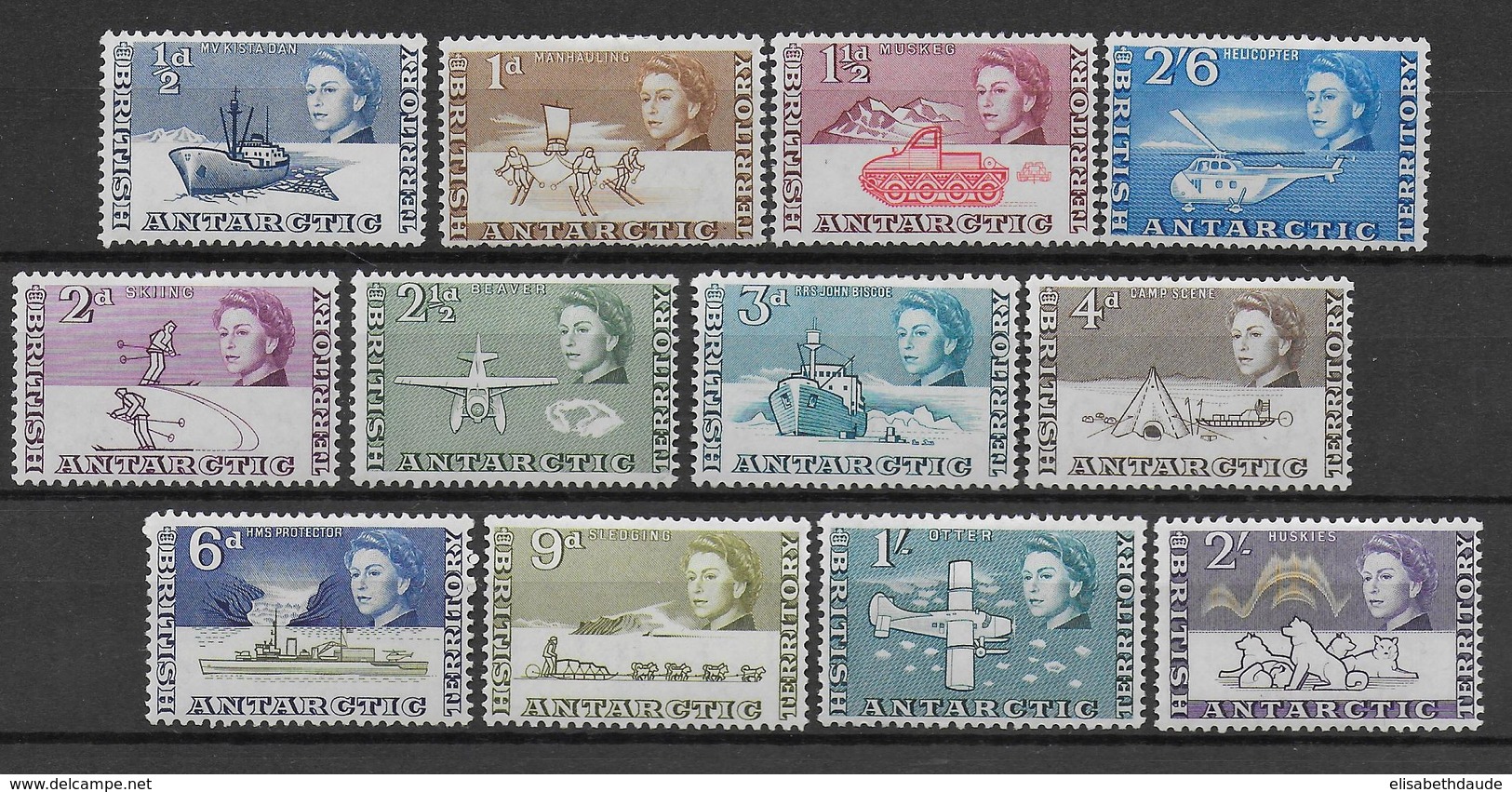 BRITISH ANTARCTIC TERRITORY - YVERT N° 1/12 * MLH (CHARNIERE TRES LEGERE) - COTE = 70 EUR. - Neufs