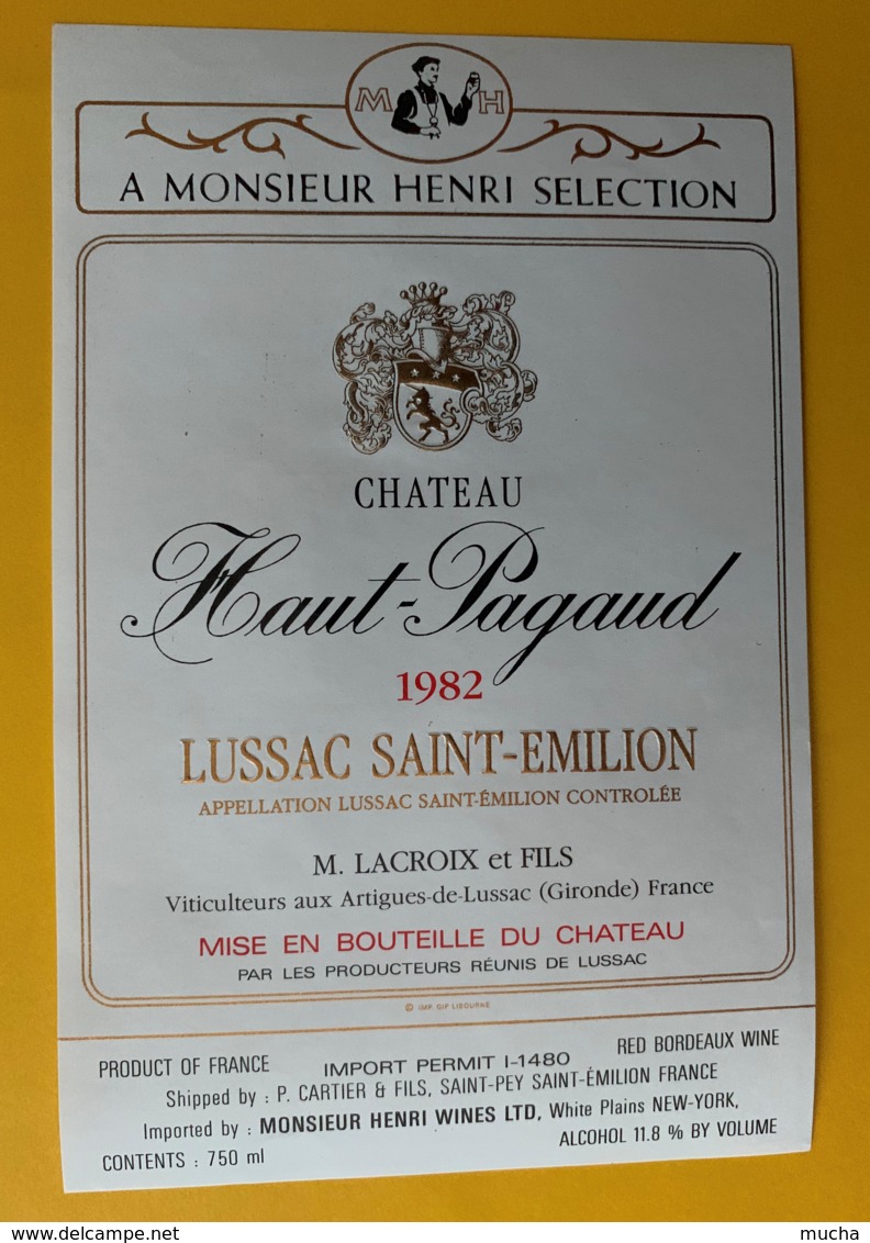 10297 - Château Haut Pagaud  1982  Lussac-St-Emilion - Bordeaux