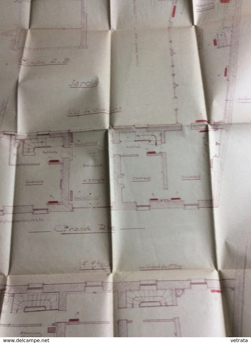 Plan D' Architecte : Propriété Bourg La Reine, Début Du Siècle Dernier (82x72 Cm) - Architecture