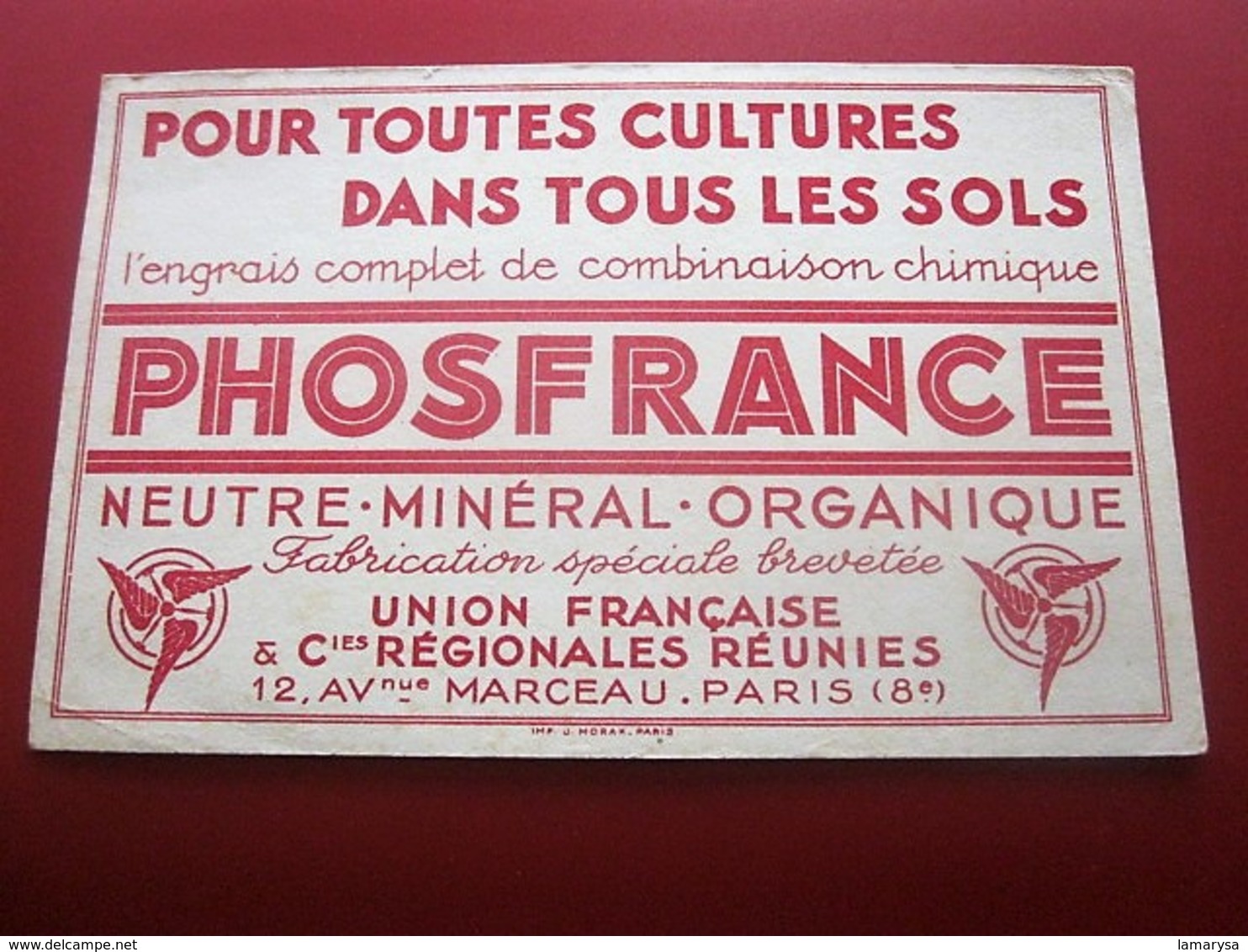 ENGRAIS PHOSFRANCE MINERAL ORGANIQUE  BUVARD Collection Illustré Publicitaire Publicité Agriculture - Landbouw