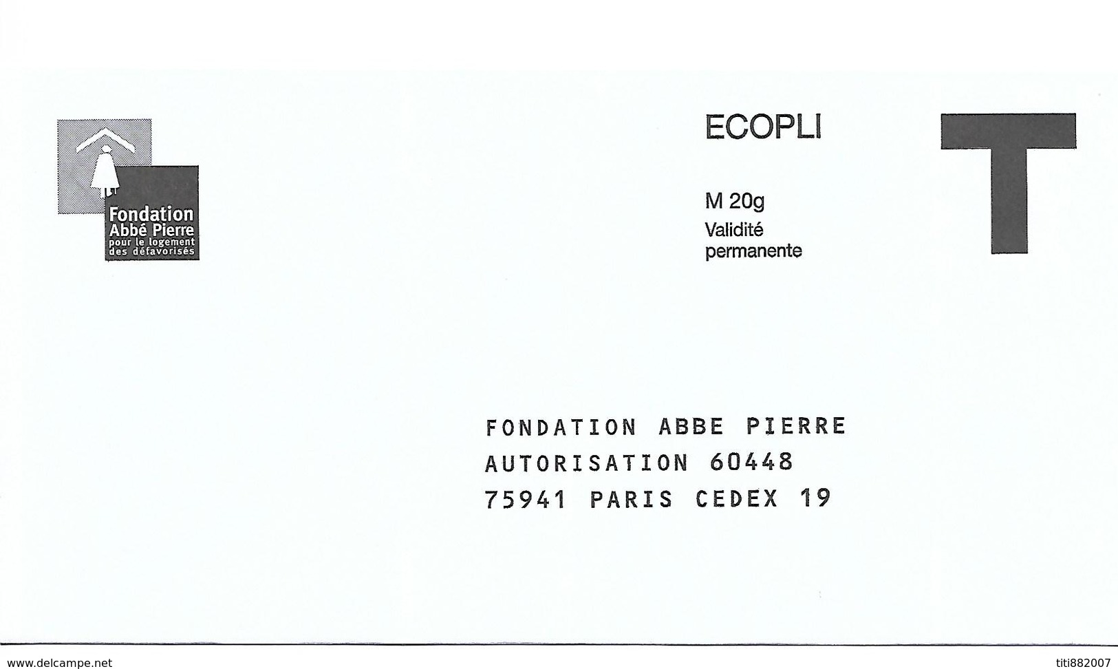 FRANCE    -    PAP Retour .  Fondation Abbé Pierre .  ERFAP0707 - PAP : Risposta