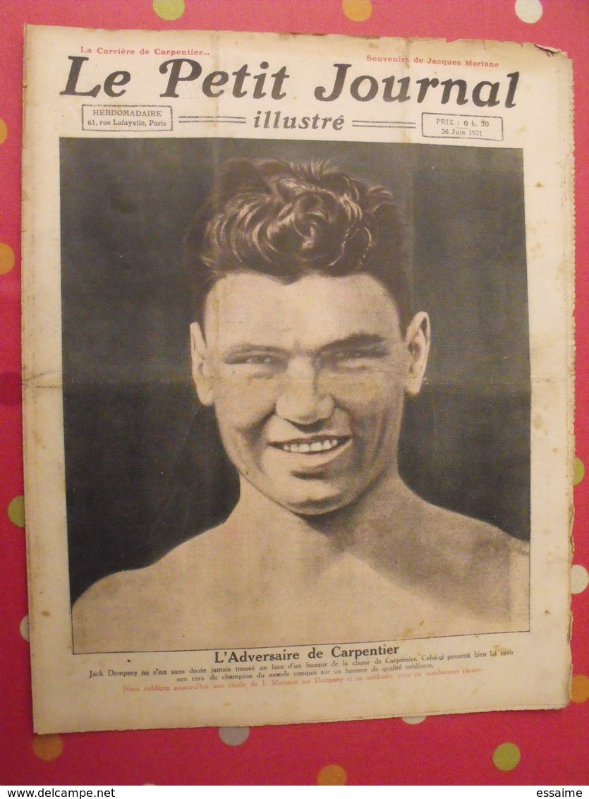 Le Petit Journal Illustré 26 Juin 1921. Boxe Georges Carpentier Jack Dempsey. Sabotages Voies Ferrées Paquebot - 1900 - 1949