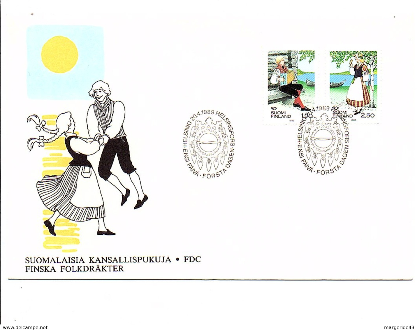 FINLANDE FDC 1989 COSTUMES TRADITIONNELS - FDC