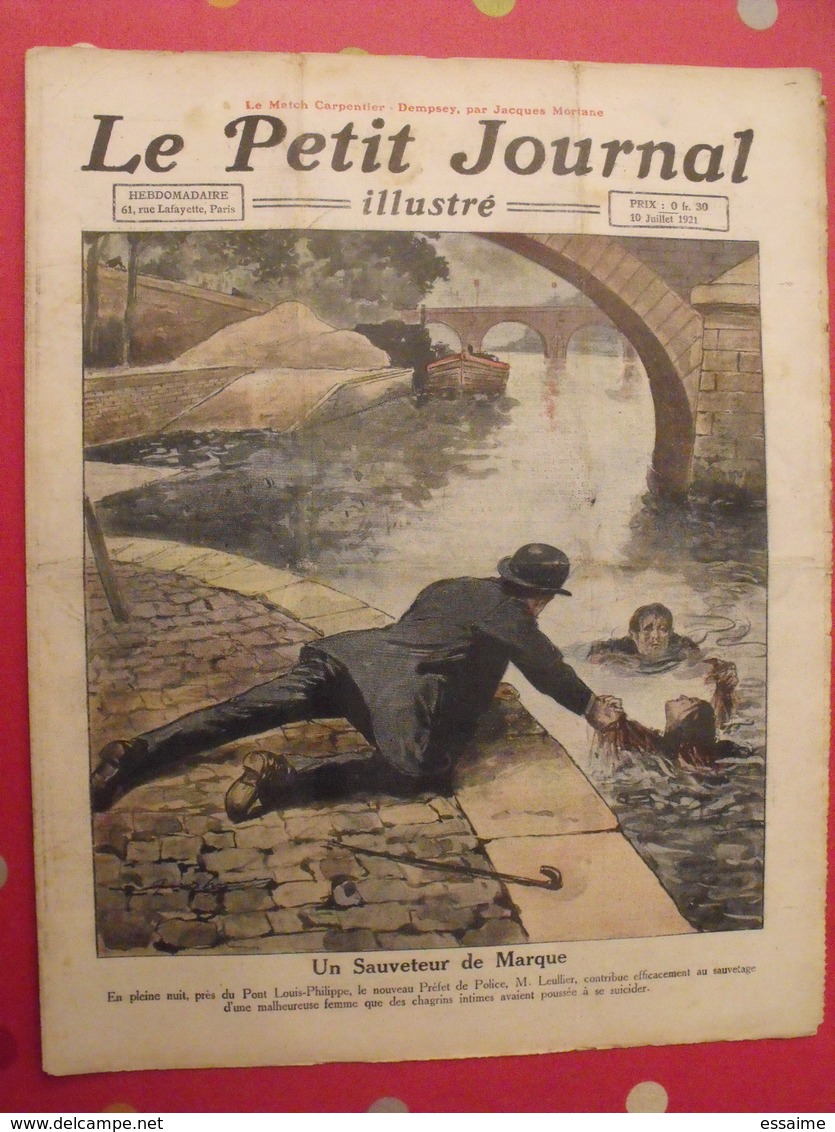 Le Petit Journal Illustré 10 Juillet 1921. Leullier Général Gouraud Attentat Boxe Carpentier Dempsey Cyclecar - 1900 - 1949