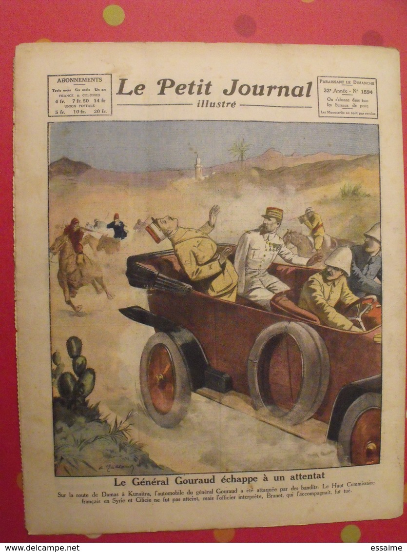 Le Petit Journal Illustré 10 Juillet 1921. Leullier Général Gouraud Attentat Boxe Carpentier Dempsey Cyclecar - 1900 - 1949