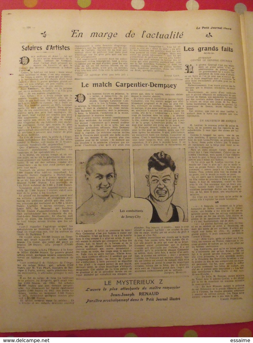 Le Petit Journal Illustré 10 Juillet 1921. Leullier Général Gouraud Attentat Boxe Carpentier Dempsey Cyclecar - 1900 - 1949