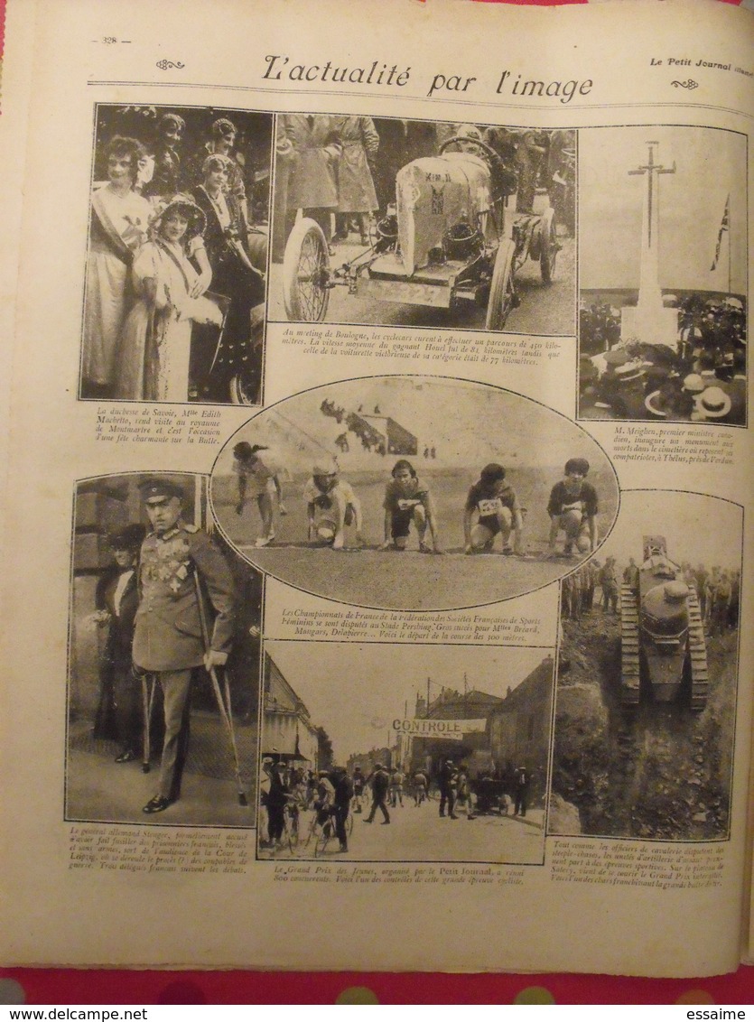 Le Petit Journal Illustré 10 Juillet 1921. Leullier Général Gouraud Attentat Boxe Carpentier Dempsey Cyclecar - 1900 - 1949