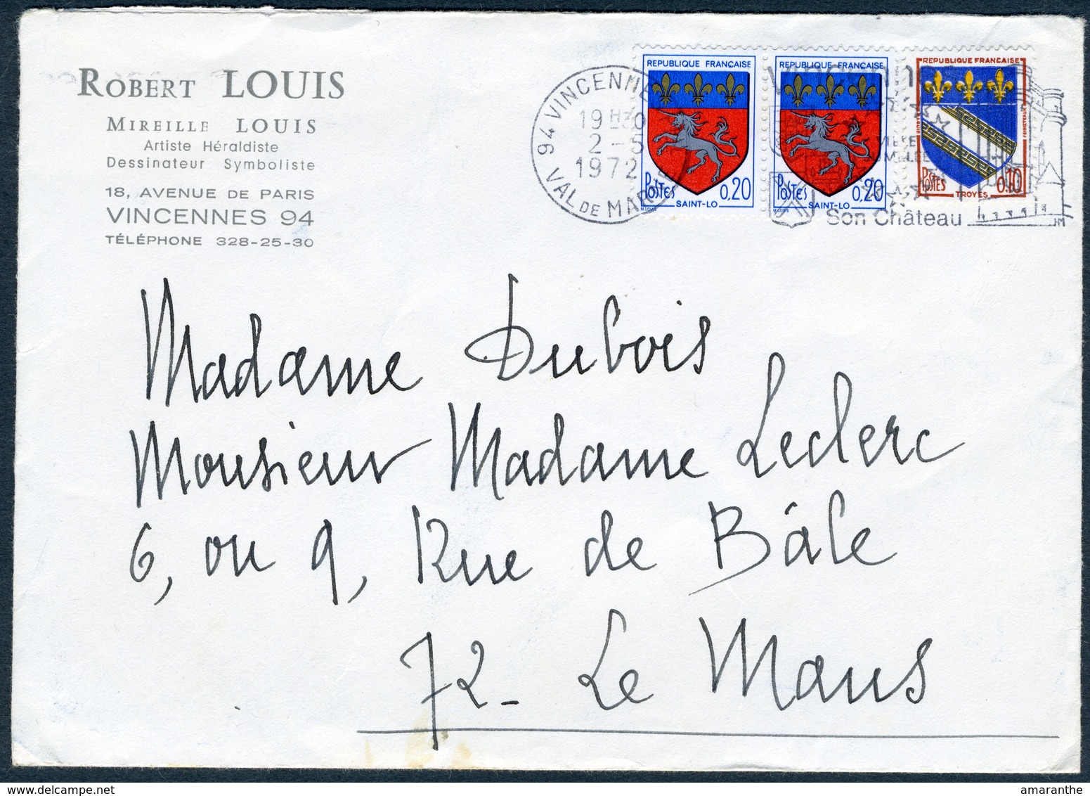 Héraldisme - Blasons De Villes - Courrier De Mireille Louis - Non Classés