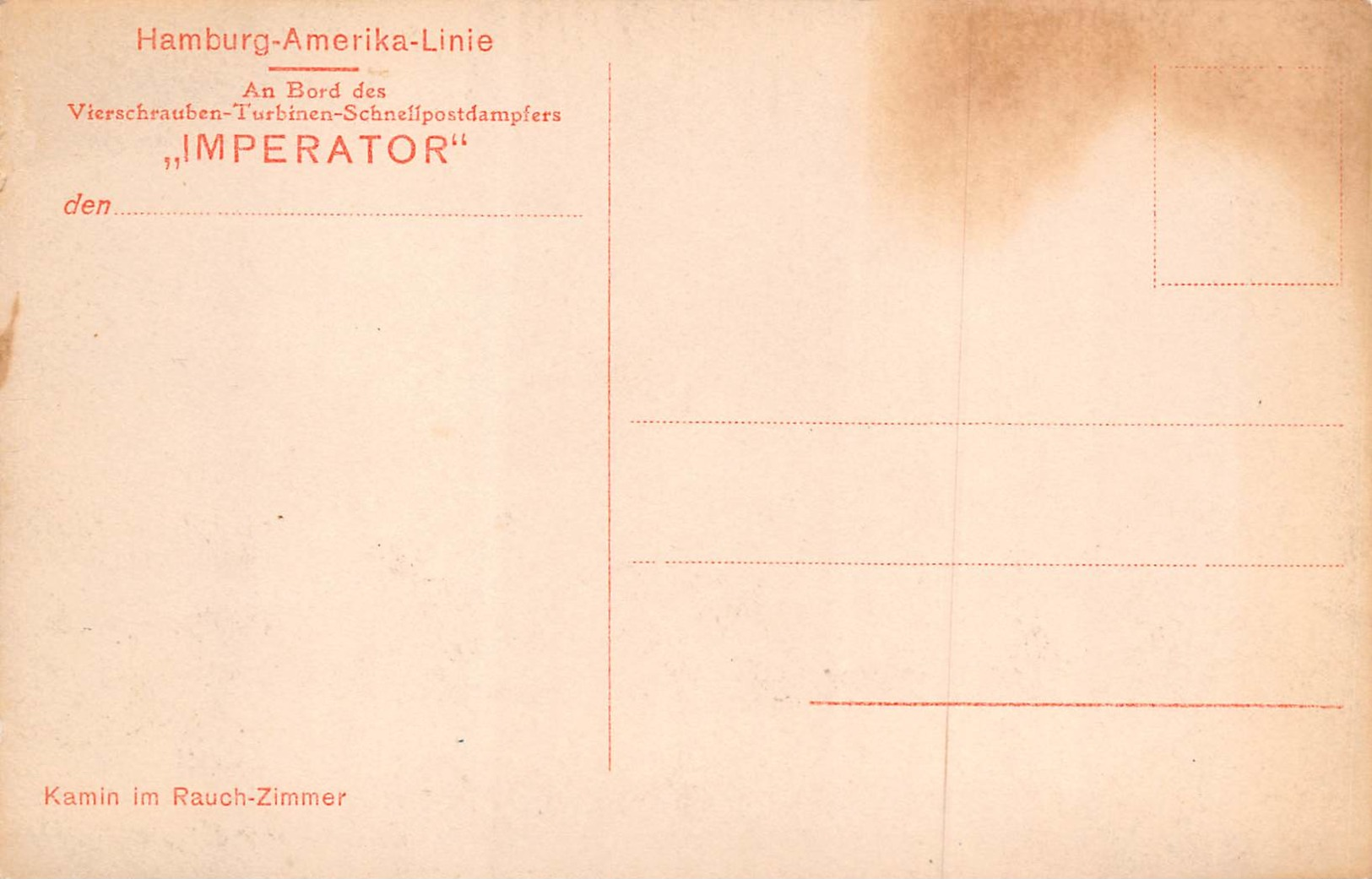 Hamburg-Amerika-Linie - IMPERATOR - Kamin Im Rauch-Zimmer - Paquebots