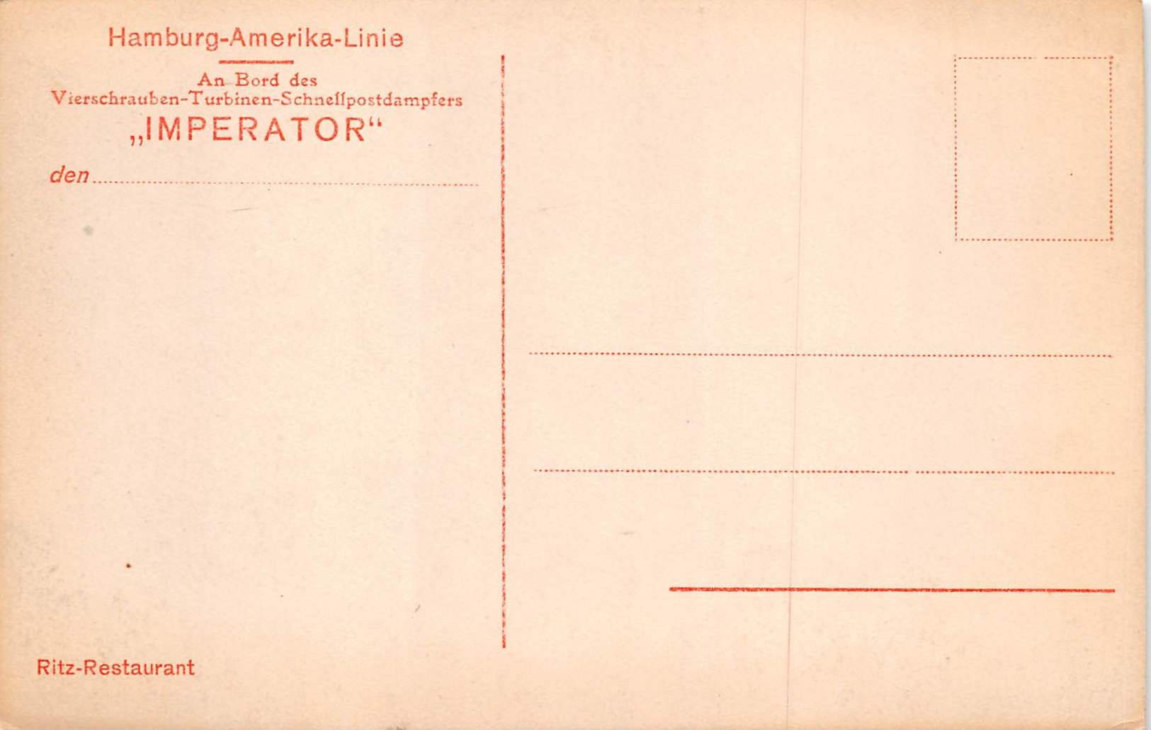 Hamburg-Amerika-Linie - IMPERATOR - Ritz-Restaurant - Paquebots