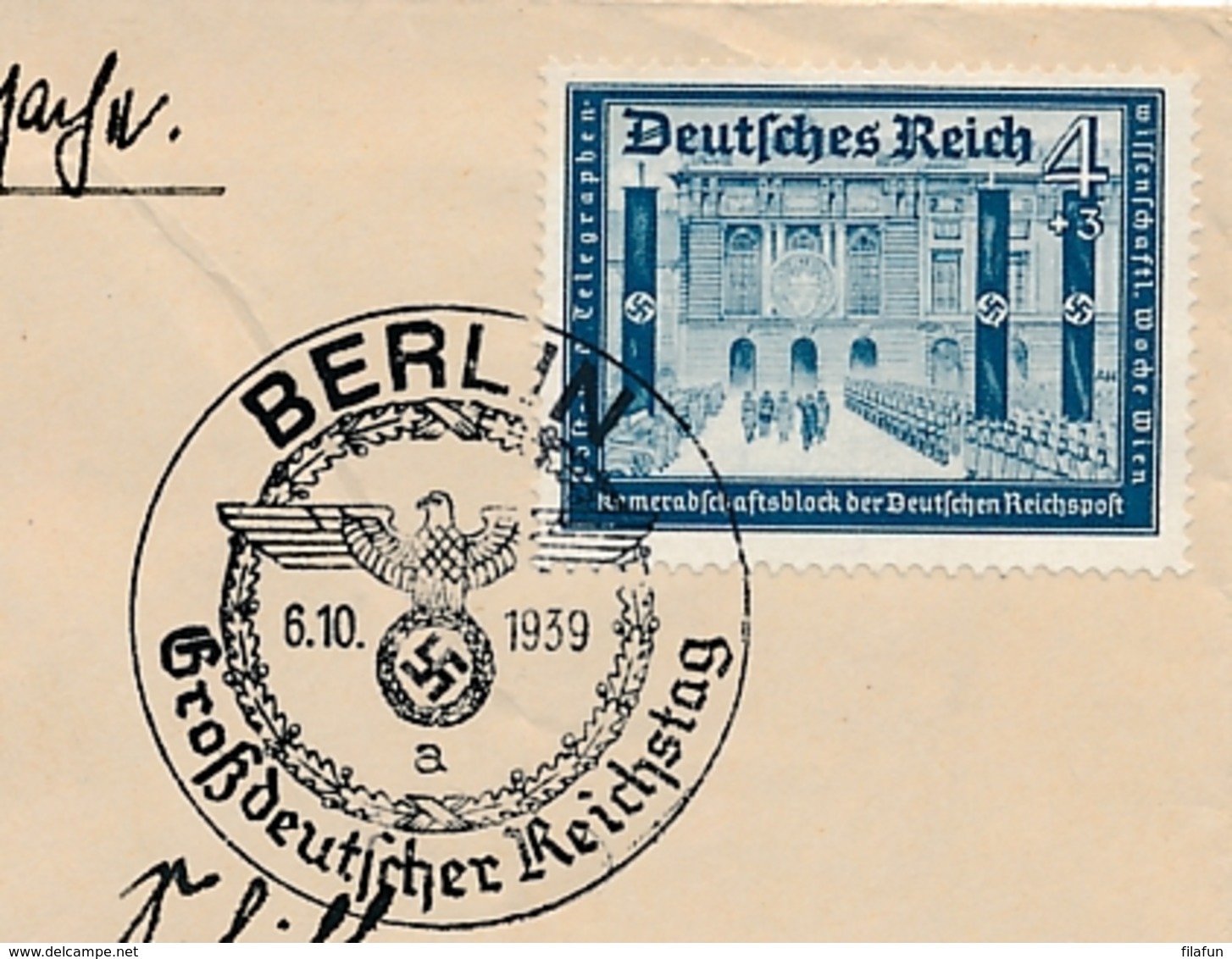 Deutsches Reich - 1939 - 4Pf Kameradschaftsblock On Cover From Berlin To Löbau - Briefe U. Dokumente