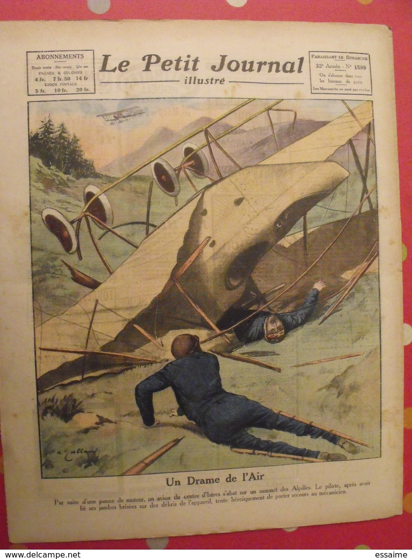 Le Petit Journal Illustré 14 Août 1921. Régates Cowes Roi Georges V Accident D'avion Istres Boxe Johnson Caruso - 1900 - 1949
