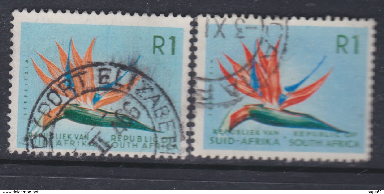 Afrique Du Sud N° 290 / 91  O  1 R. Bleu Clair, Orange, Bleu Et Vert Type I Et II,  Les 2 Vals Oblité. Moyennes Sinon TB - Oblitérés