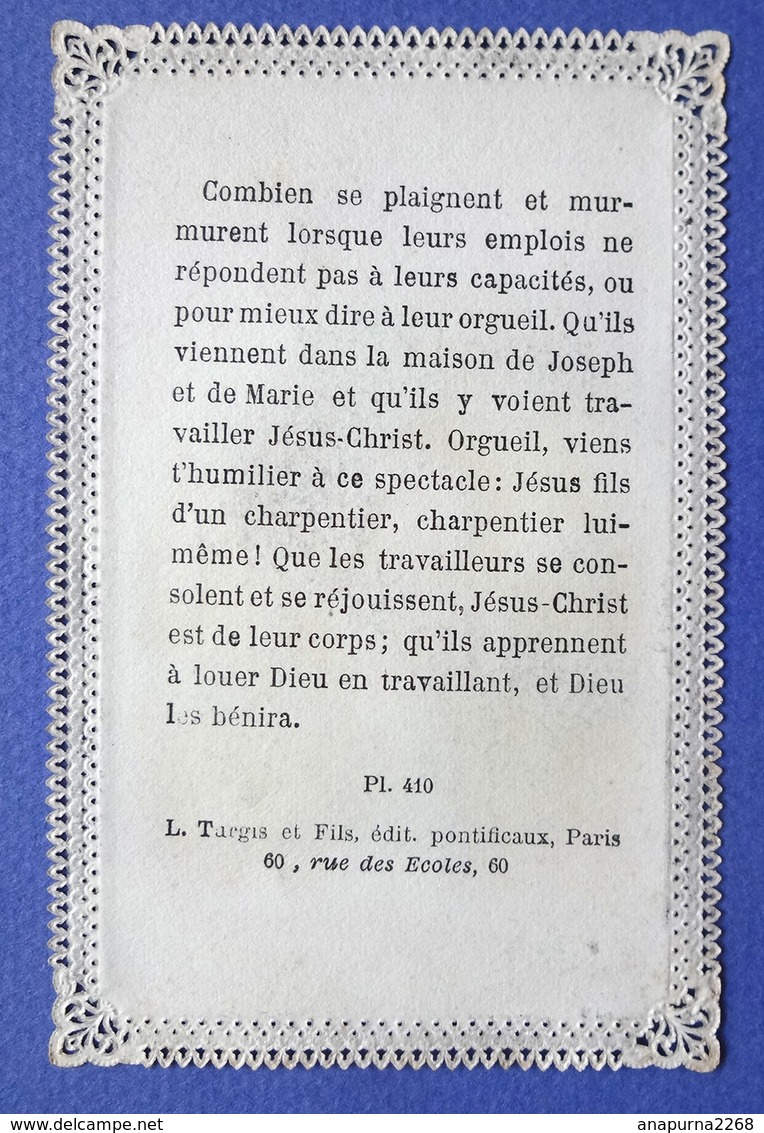 IMAGE  RELIGIEUSE. PIEUSE....CANIVET.........ED.TURGIS....JÉSUS. MARIE. JOSEPH...... ATELIER DE JOSEPH /L'ENFANCE - Devotion Images