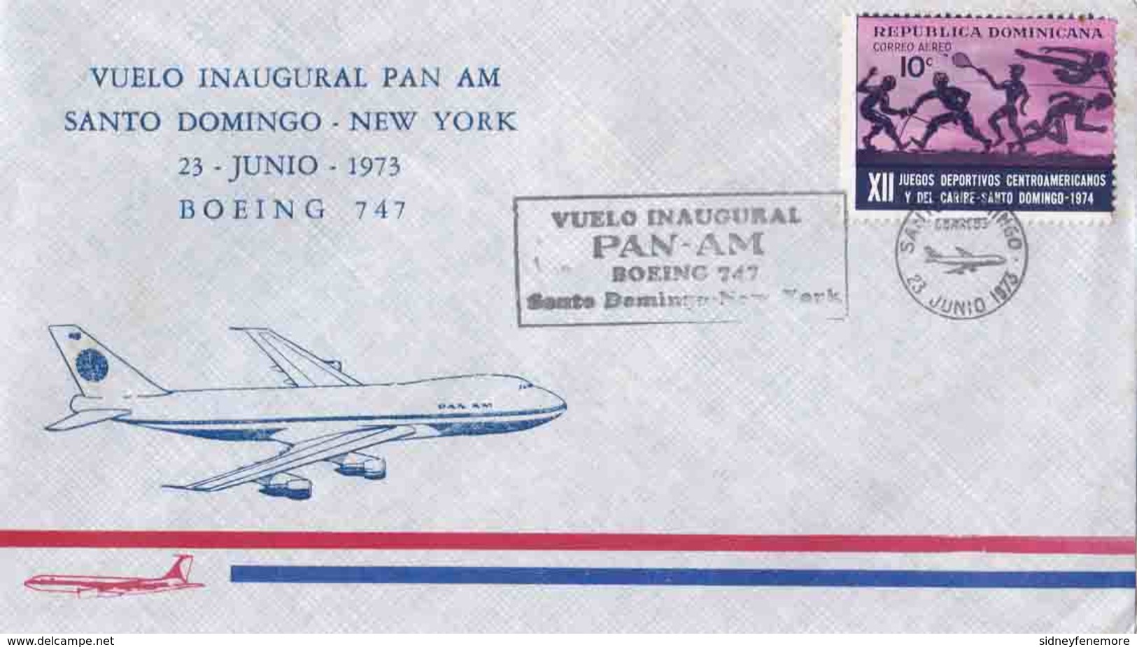 Dominicana 1973 Pan Am Santa Domingo -New York                      {Please Wait For Invoice} - Dominican Republic