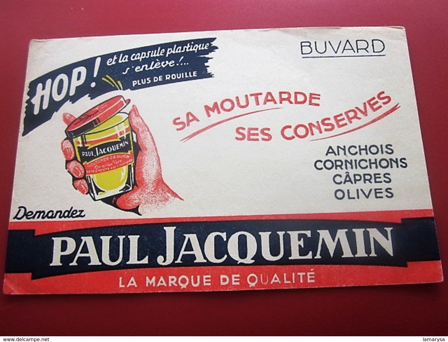 MOUTARDE PAUL JACQUEMIN CONSERVES  - BUVARD Collection Illustré Publicitaire Publicité Alimentaire Moutarde - Moutardes