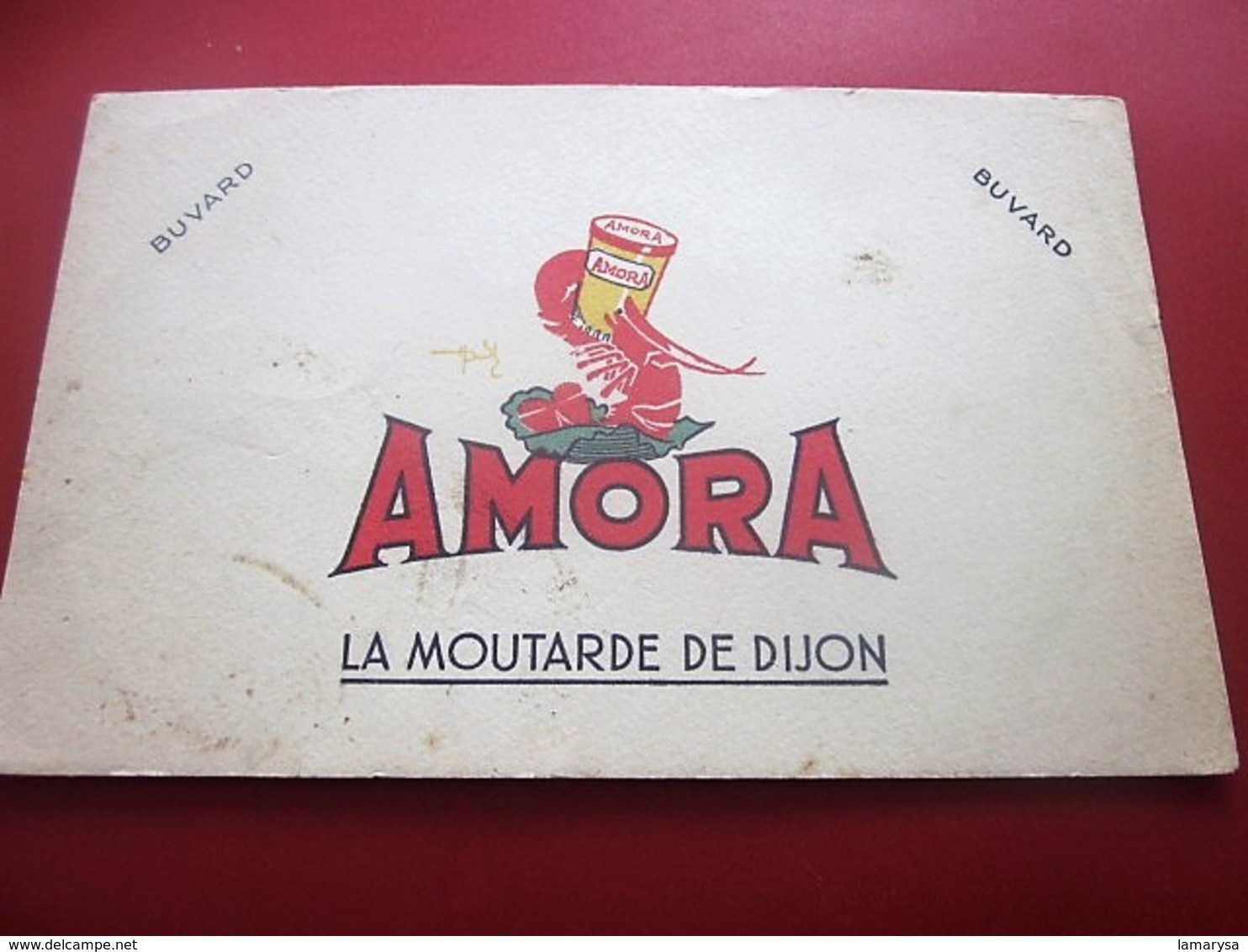 MOUTARDE AMORA COUVERCLA MIROIR   - BUVARD Collection Illustré Publicitaire Publicité Alimentaire Moutarde - Moutardes