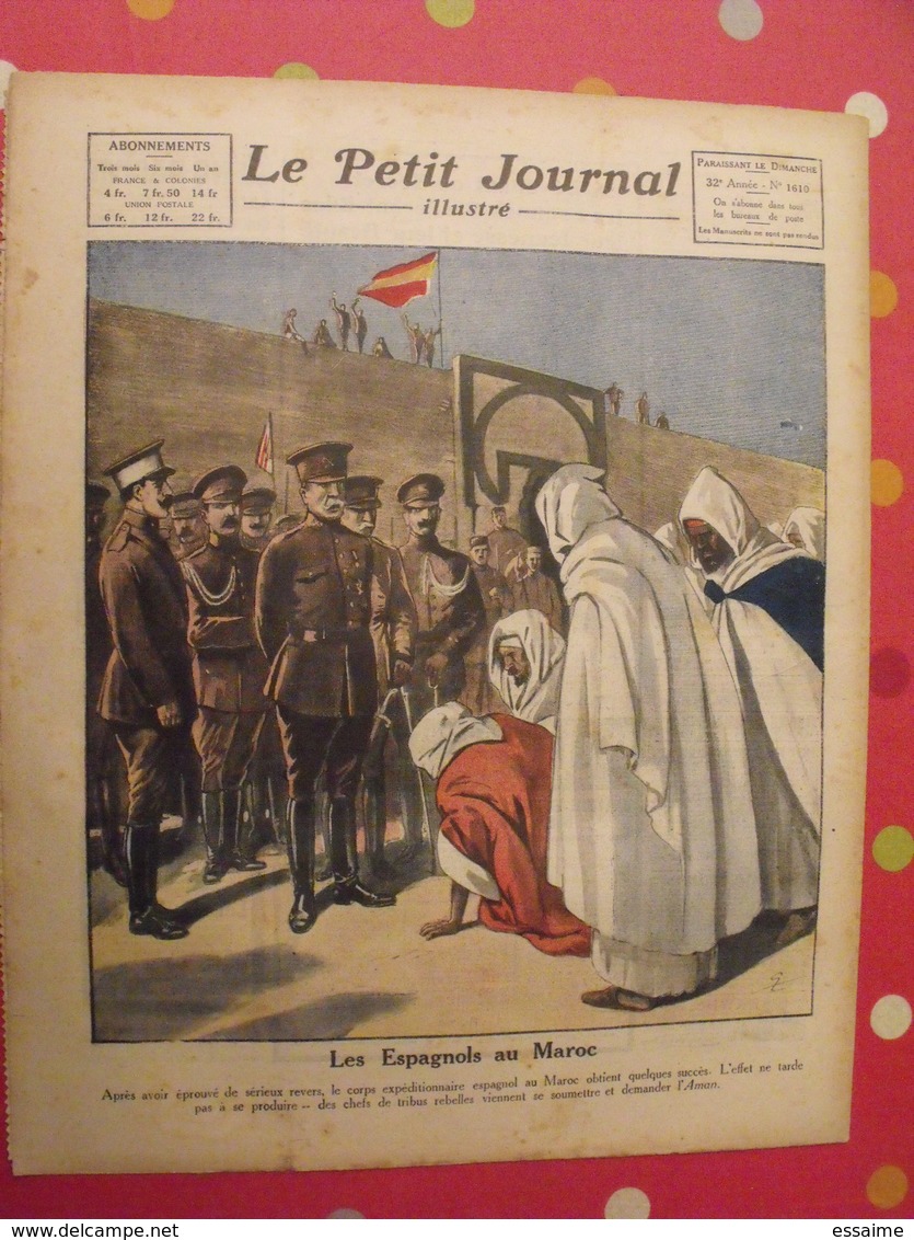 Le Petit Journal Illustré 30 Octobre 1921.habitations Insalubres Tuberculose Paris Espagnols Au Maroc Aman - 1900 - 1949