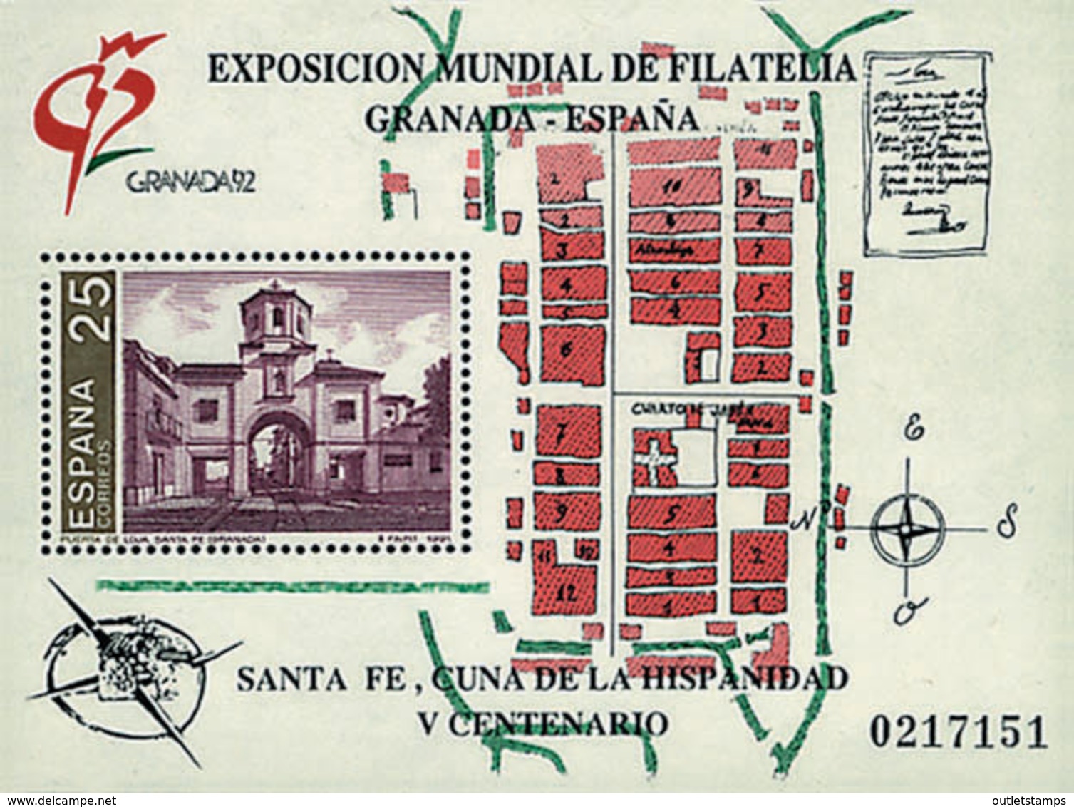 Ref. 85861 * NEW *  - SPAIN . 1991. GRANADA 92. INTERNATIONAL PHILATELIC EXHIBITION. GRANADA 92. EXPOSICION FILATELICA I - Nuevos