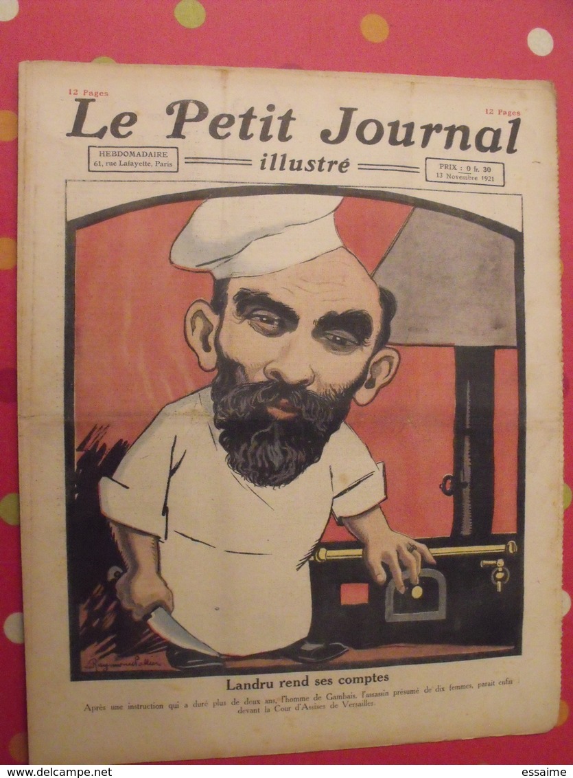 Le Petit Journal Illustré 13 Novembre 1921. Landru Poincaré Chien Des Baskerville  Conan Doyle Sherlock Holmes - 1900 - 1949