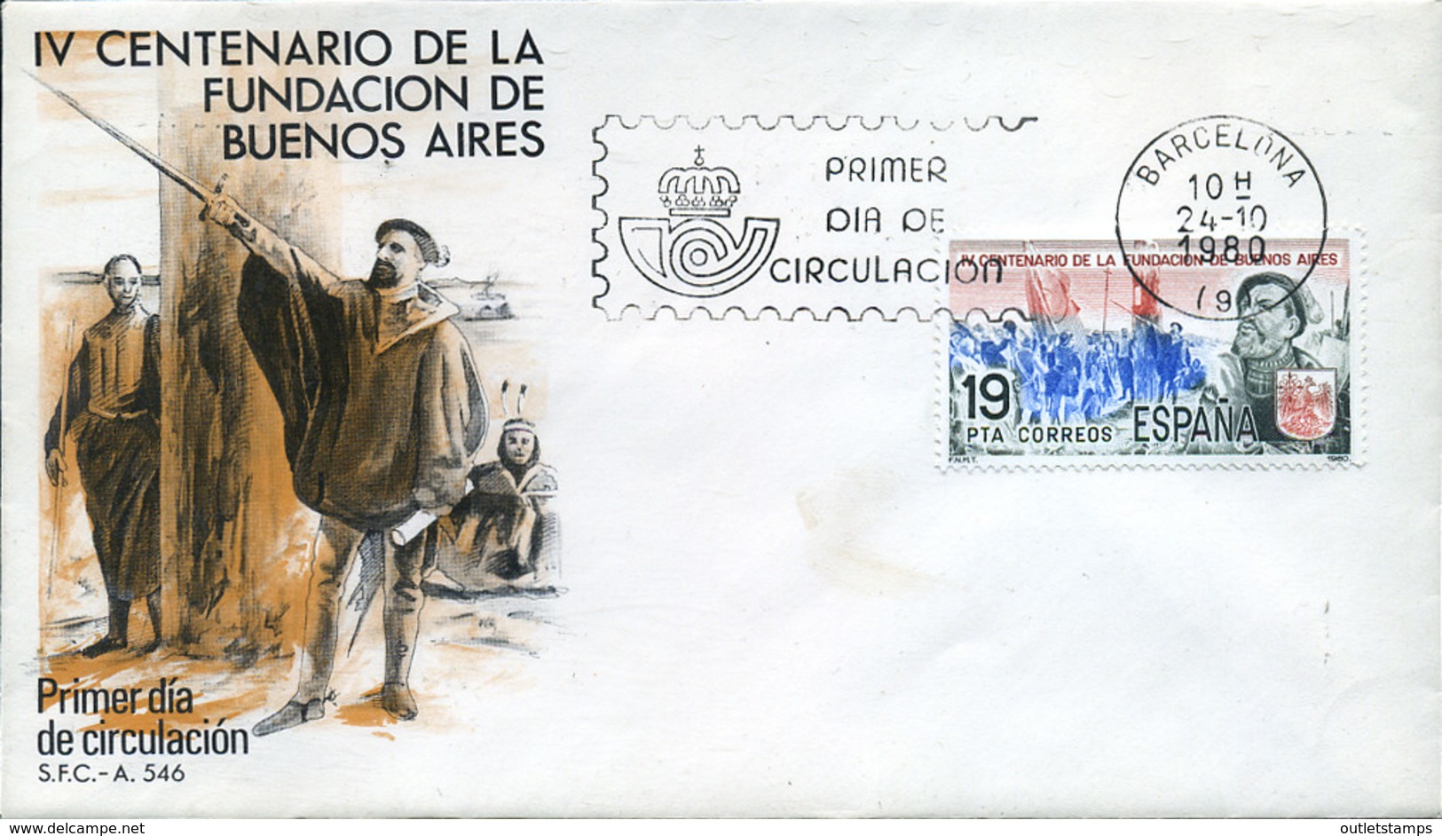 Ref. 281952 * NEW *  - SPAIN . 1980. 4th CENTENARY OF THE FOUNDING OF BUENOS AIRES. 4 CENTENARIO DE LA FUNDACION DE BUEN - Nuevos