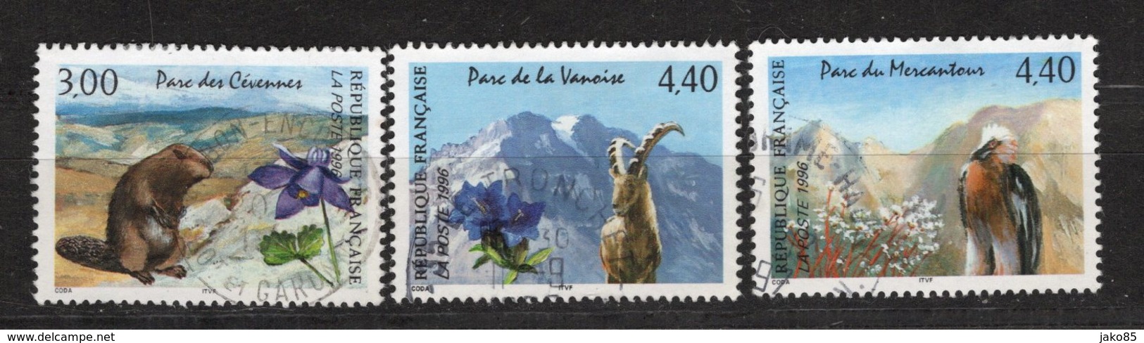 FRANCE - 1996 - YT N° 2997 / 2999 - Oblitérés - Série Nature - Parcs - Gebraucht