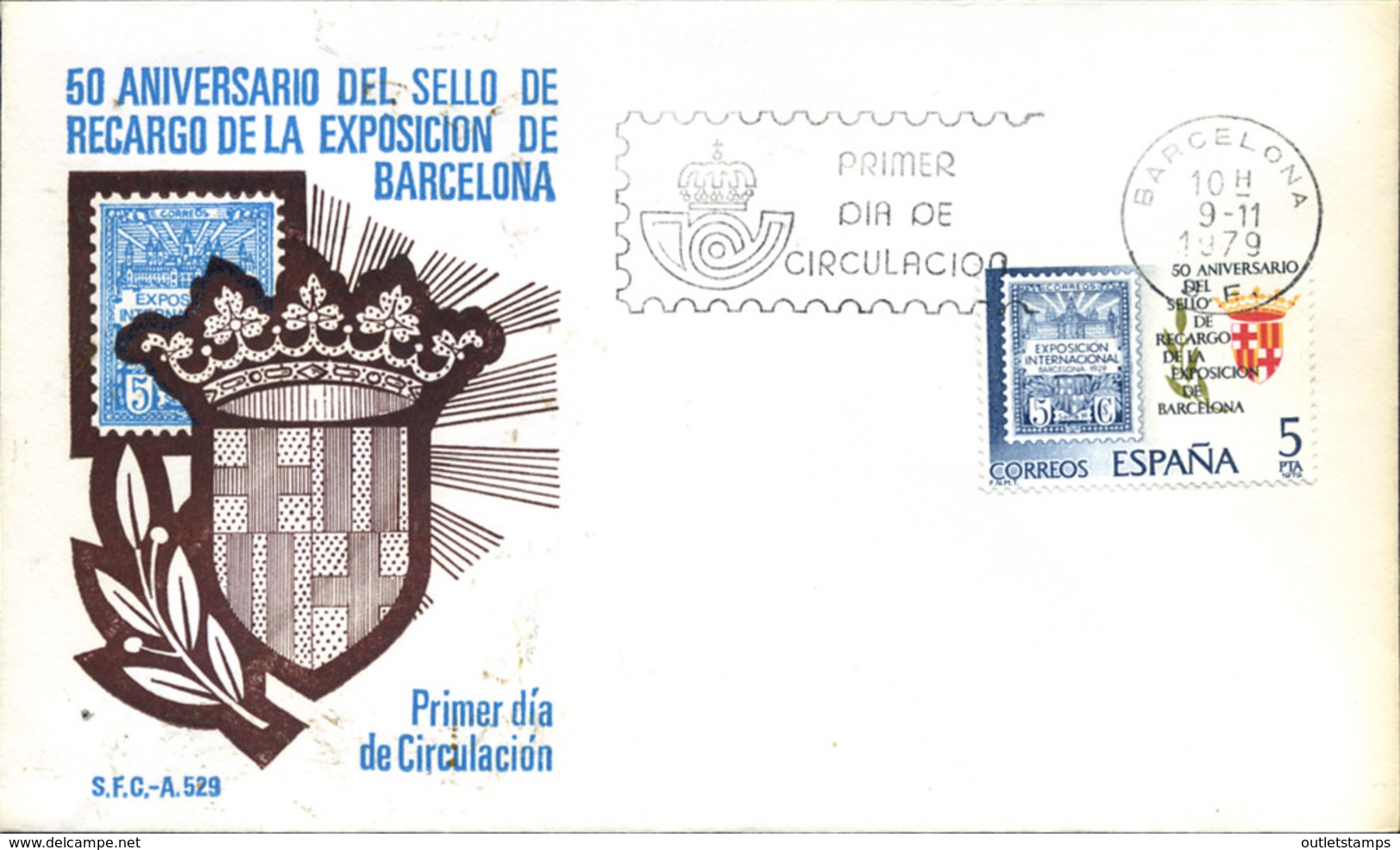 Ref. 282163 * NEW *  - SPAIN . 1979. 50th ANNIVERSARY OF BARCELONA EXHIBITION EXTRA CHARGE STAMP. 50 ANIVERSARIO DEL SEL - Nuevos