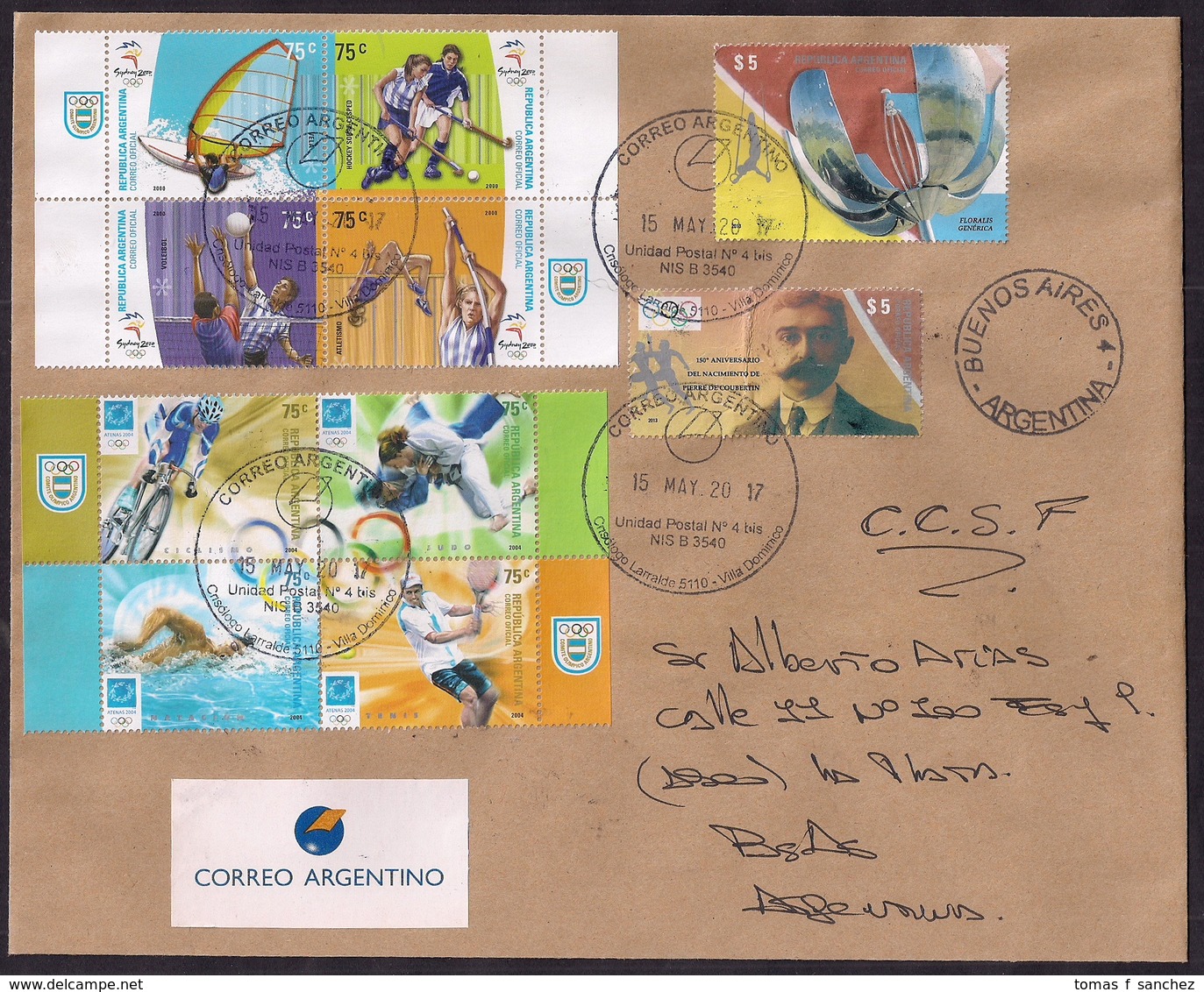 Argentine - 2017 - Pierre De Coubertin - Jeux Olympiques De Sydney 2000 - Athènes 2004 - Lettres & Documents