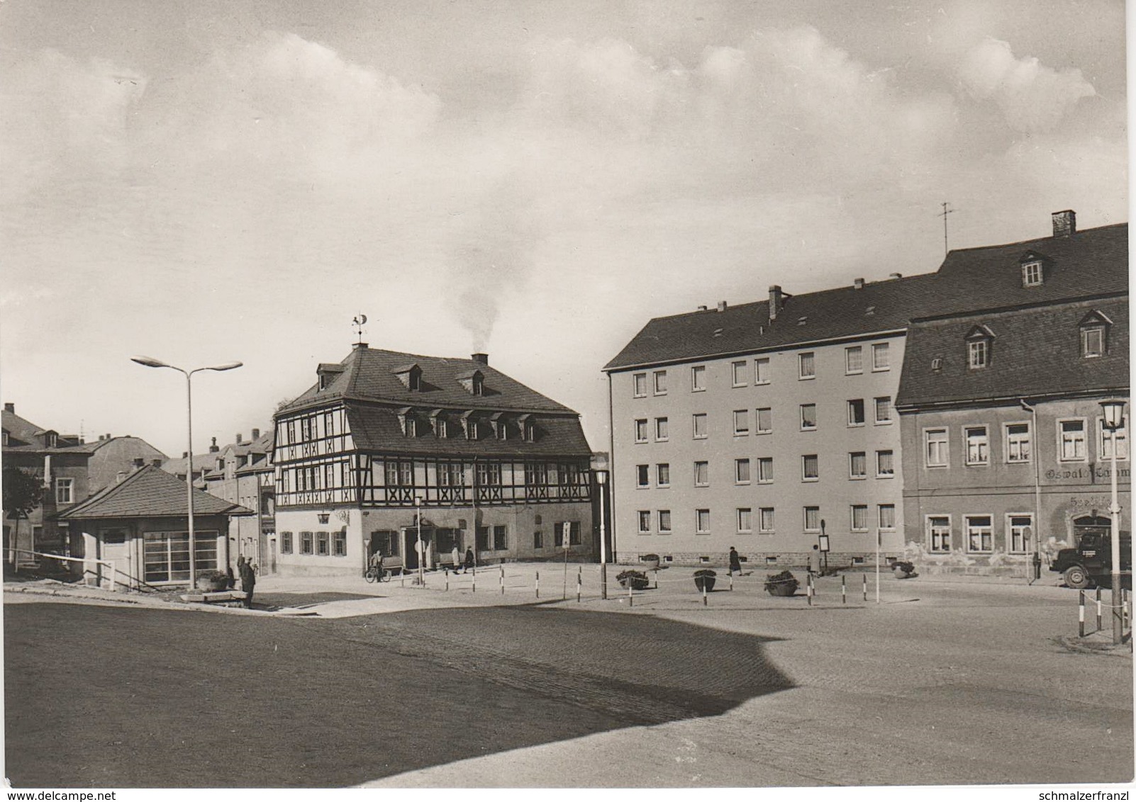 AK Zwönitz Markt HO Hotel Roß Haltestelle Spedition Oswald Lämmel Elterlein Geyer Annaberg Aue Schwarzenberg Lauter DDR - Zwoenitz