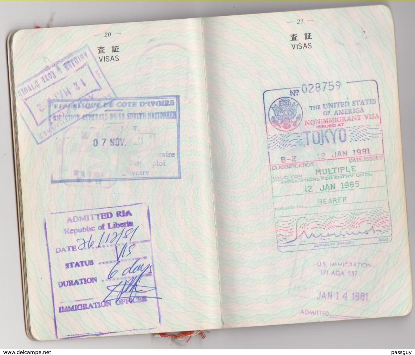 JAPAN Passport 1980 Passeport JAPON – Reisepaß – Revenues/Fiscaux