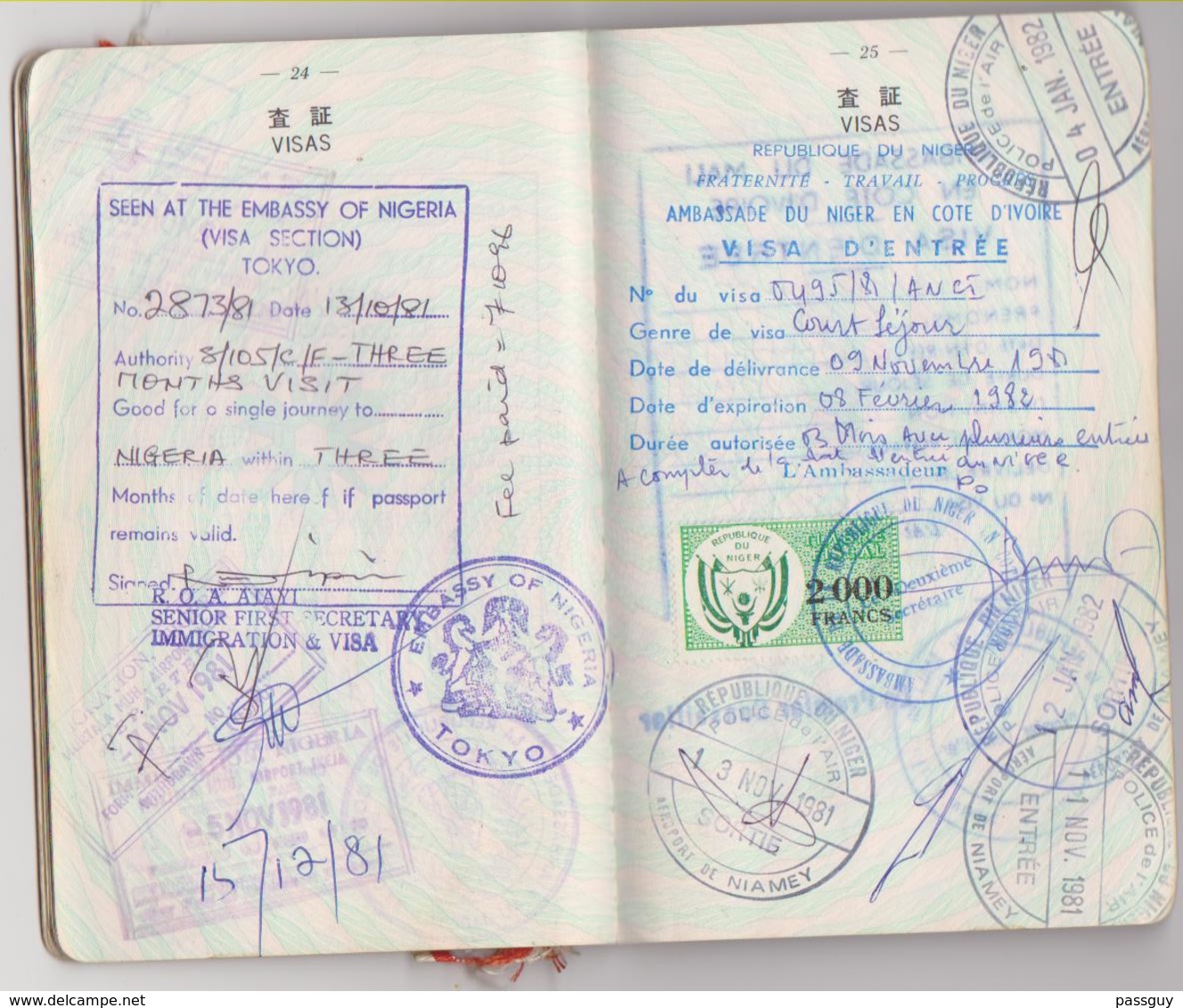 JAPAN Passport 1980 Passeport JAPON – Reisepaß – Revenues/Fiscaux
