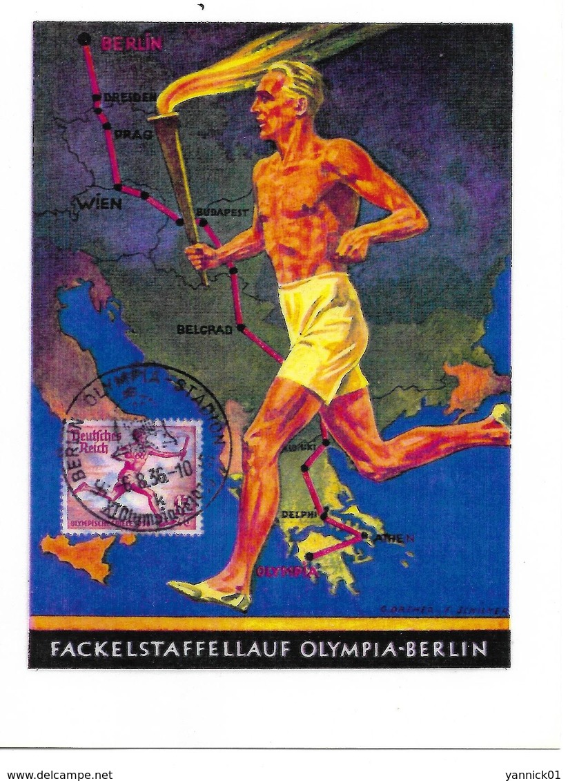 JEUX OLYMPIQUES BERLIN 1936 PARCOURS FLAMME OLYMPIQUE-  OLYMPICS GAMES  BERLIN OLYMPIC FLAME - REPRODUCTION - Olympic Games