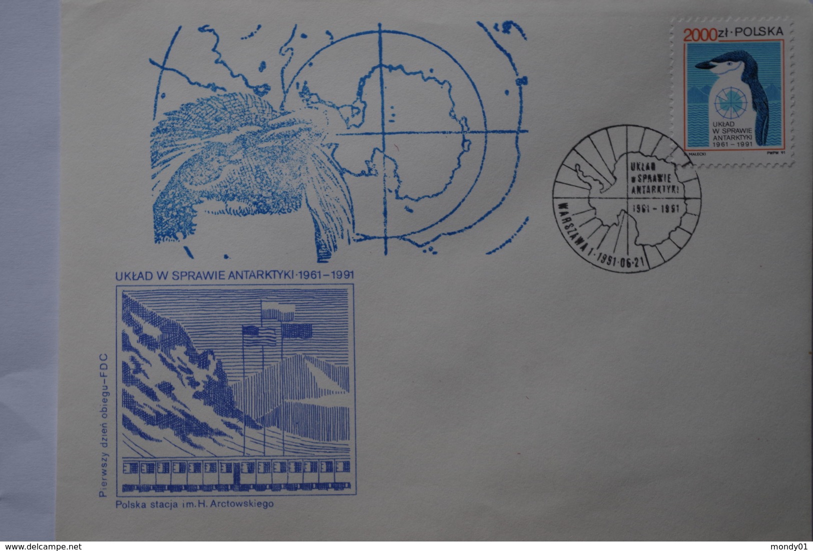 5-063 Base Antactic Pologne Antactic Traité Antarctique Pole Sud South Manchot Pingouin Penguin 1991 - Preserve The Polar Regions And Glaciers